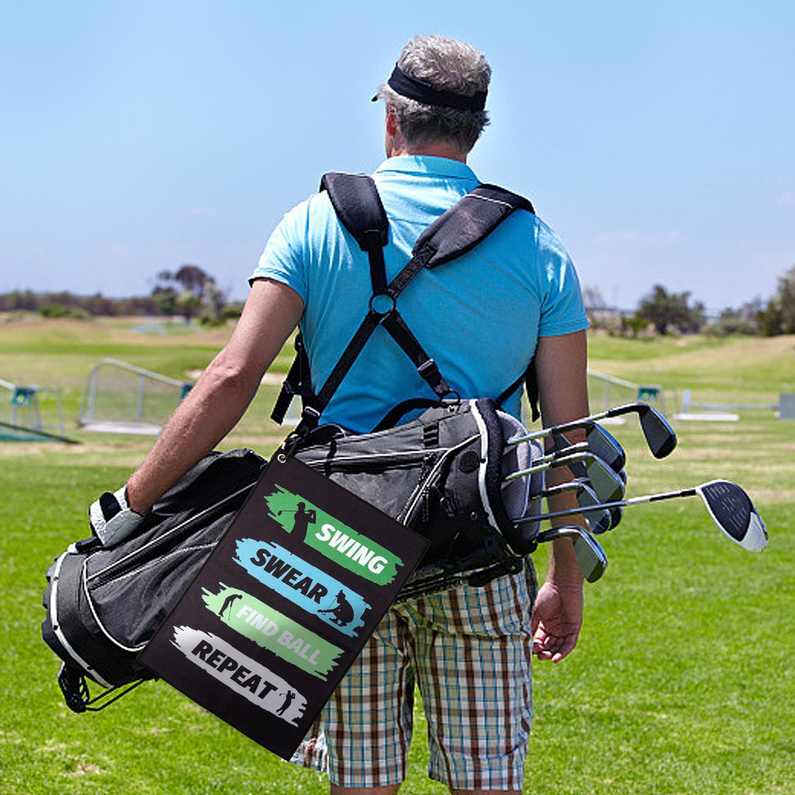 Asciugamano da golf regalo uomo marito papà accessori borsa moschettone