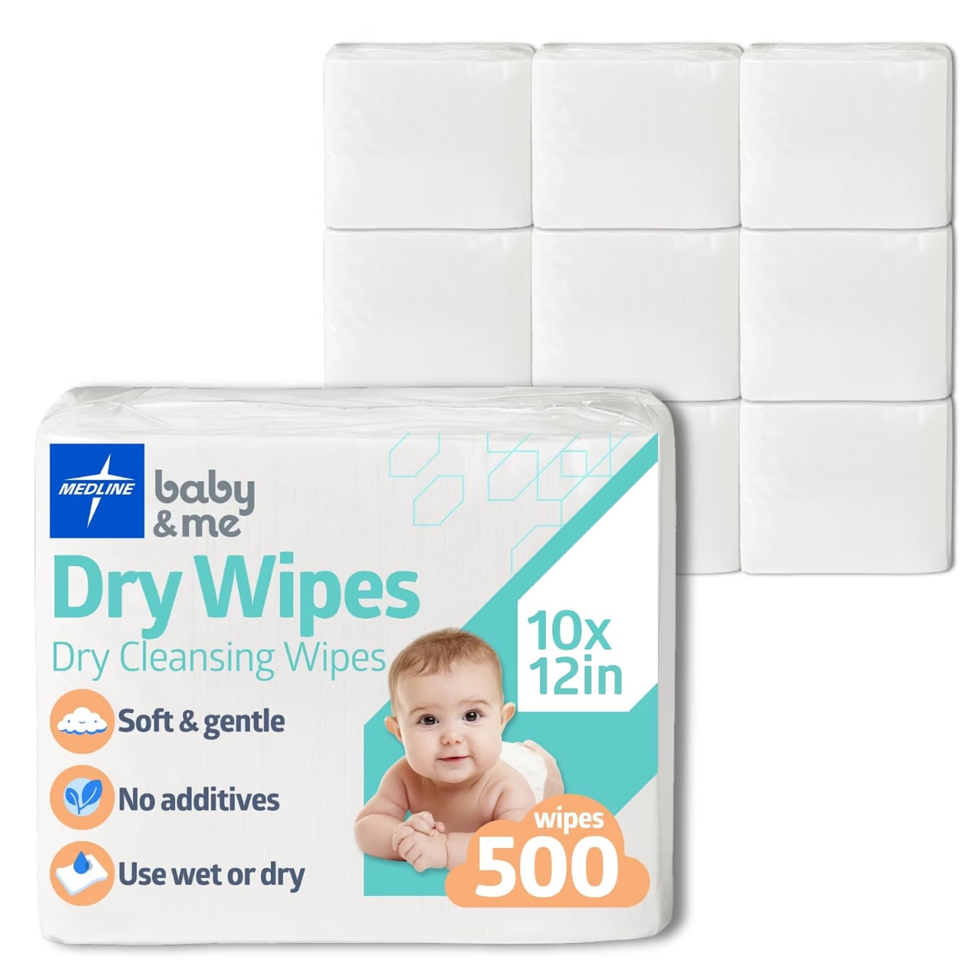 Medline Baby-Soft Dry Cleansing Cloths, 10 x13 in, 500 Count — Amazon image 2