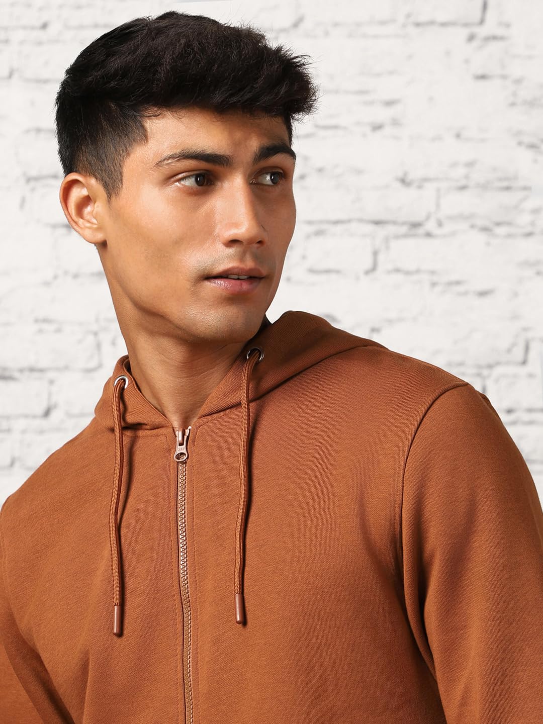 Nobero Męska bluza z polaru bawełnianego o gramaturze 280 g/m², jednolity kolor, regularny krój, bluza z kapturem, dla mężczyzn, stylowa i swobodna