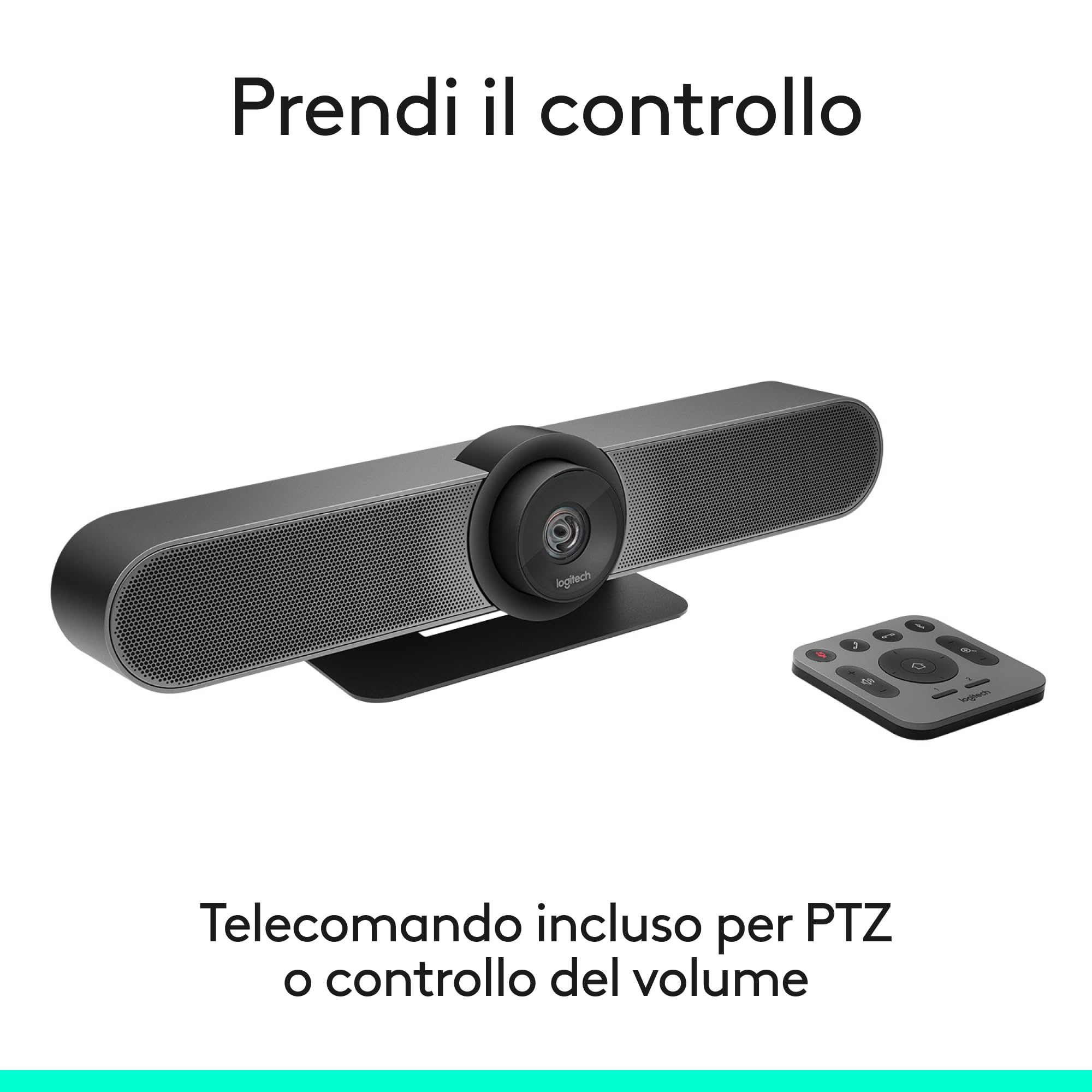 Logitech MeetUp Sistema di Videoconferenza, Ultra HD 4K/1080p/720p, 3 Microfoni/Altoparlanti Regolabili, Ampio Angolo di Visione di 120°, Compatibile con PC/Mac/Portatile/Macbook/Tablet - Nero, 4K