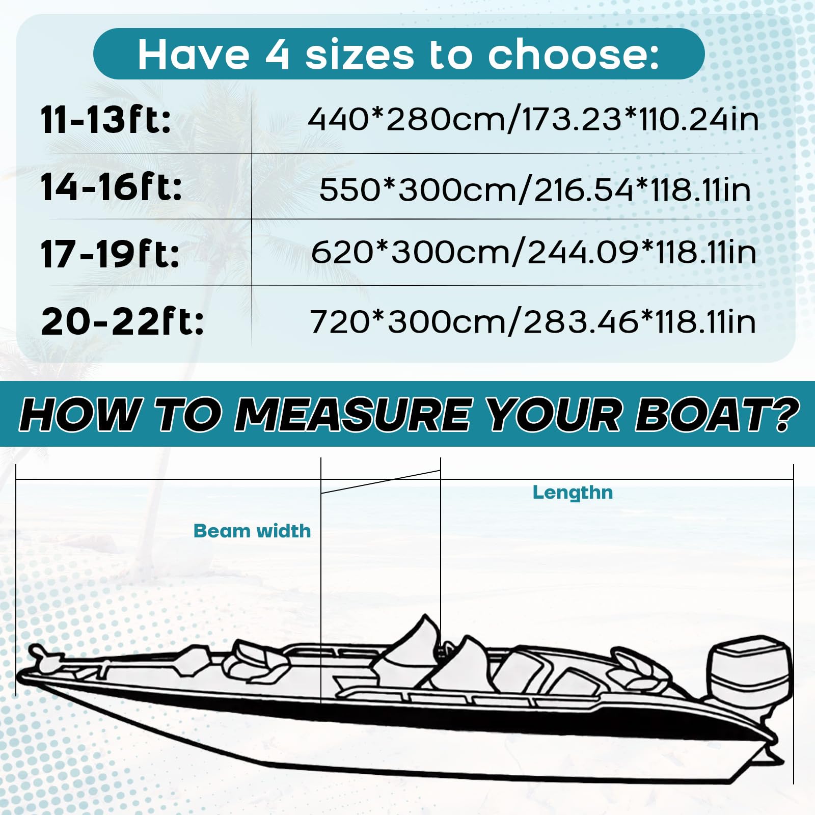 Housse de bateau en tissu Oxford 420D, bâche de protection pour bateaux, persenning anti-UV avec sac de rangement, pour coque en V, bateau à rames, bateau de pêche, noir