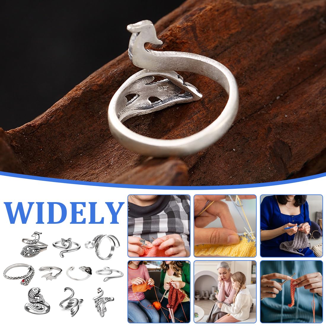 Anelli Uncinetto 10pz - Regolabili Per Lavori A Maglia, Acciaio Inossidabile - Foto 10