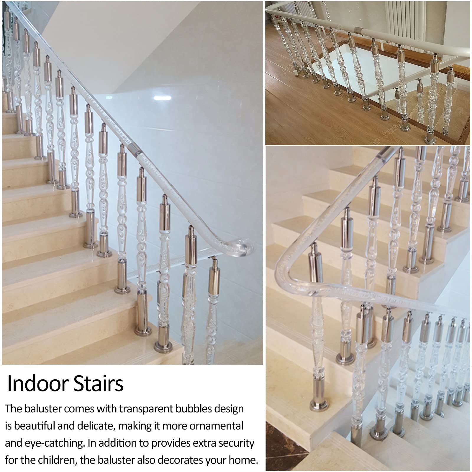 Staircase Handrails For Indoor Stairs 21.6"-39" Grab Rails For Disabled Elderly, U-type Metal Interior Hand Railing For Stairs Floor Step Mount- 1Pc Decking Railings ( Color : White , Size : 90cm(35.4 - View #12