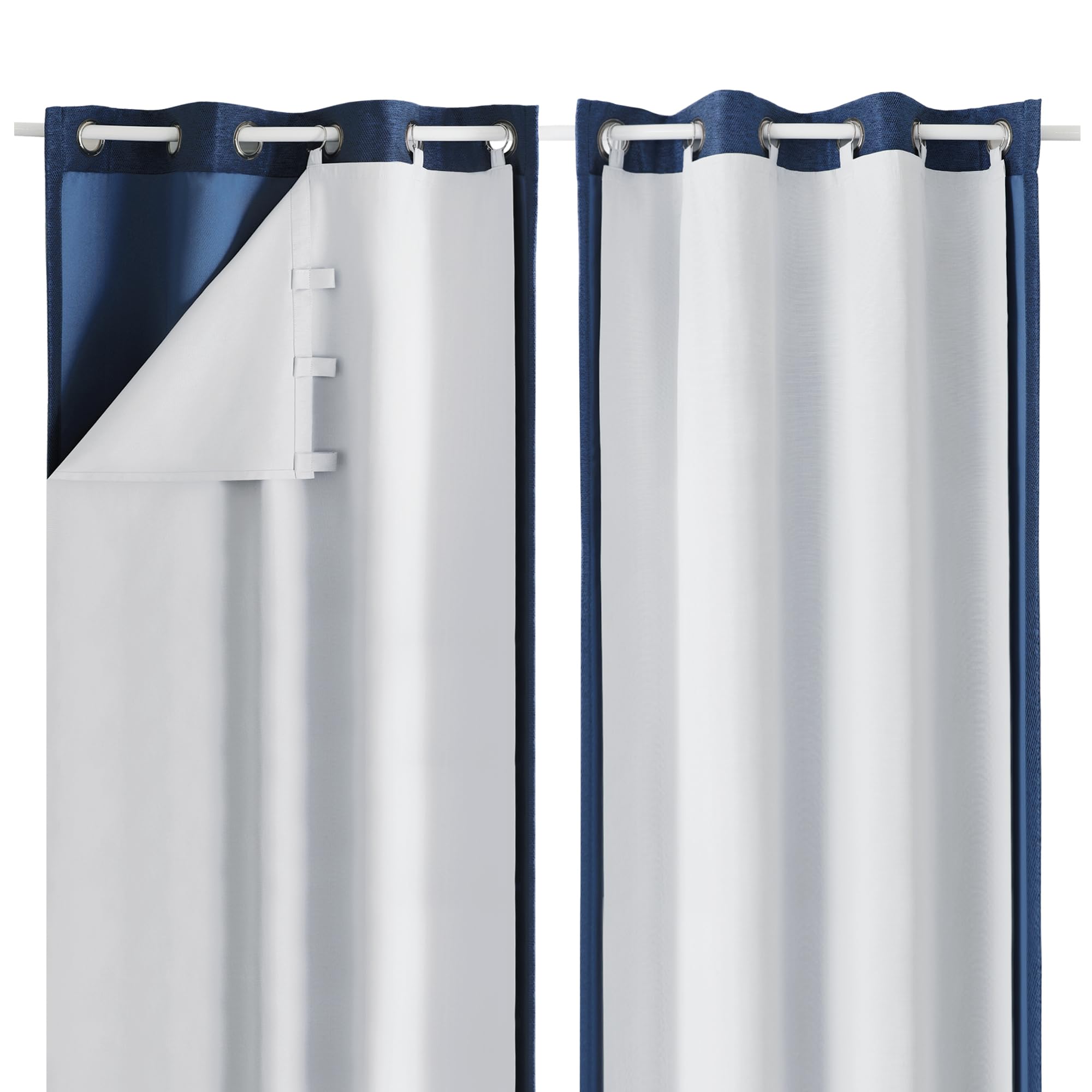 OWENIE 100% Blackout Curtain Liner 2 Panels Set for Bedroom Living Room, Greyish White Black Out Curtains Liner for 63 Inch Behind Curtains, Thermal