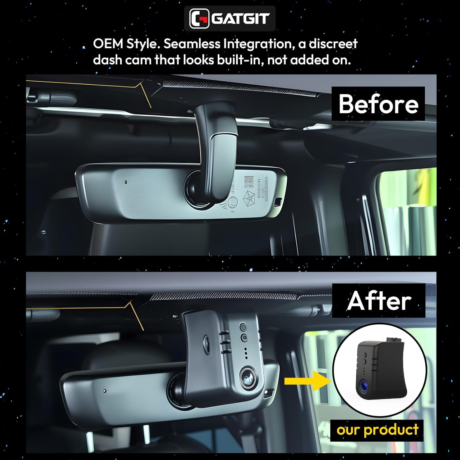 Front 4K Dash Cam Custom fit for Jeep Gladiator JT 2018 2019 2020 2021 2022 2023 2024 Mojave Overland& Wrangler JL 2018-2024 etc,OEM Look,Camera 2160P Video HDR,5.8GWiFi,GPS,Plug&Play,G-Sensor