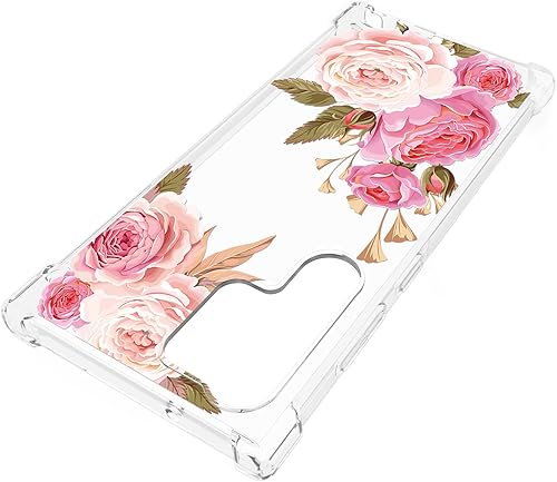 Miniatura 8 de FL-K - Funda transparente floral para Galaxy S23 Ultra 5G para mujeresniñas, bonita funda de teléfono para Samsung Galaxy S23 Ultra, diseño floral,