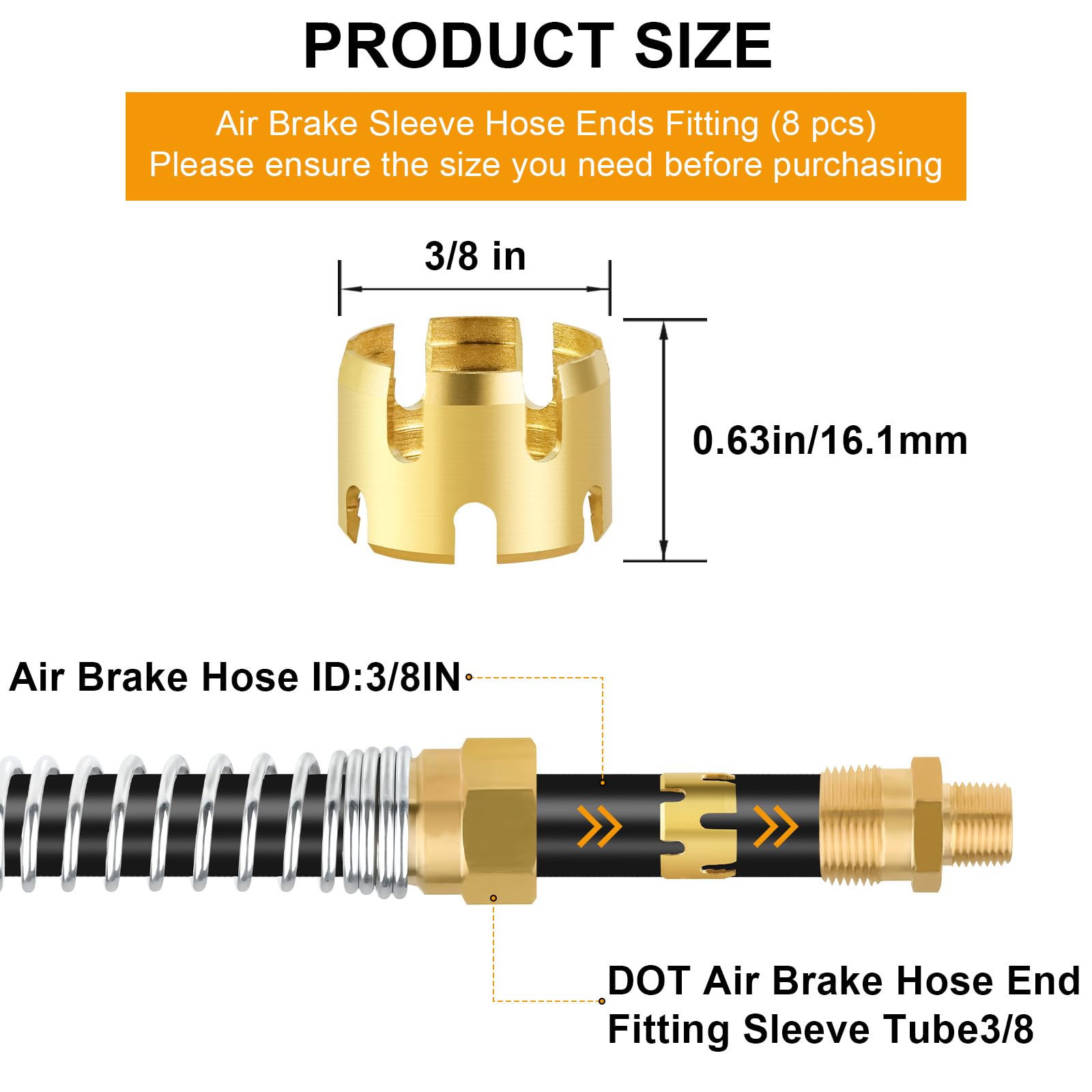MuHize 3/8" Brass Push To Connect Air Brake Line Fittings Dot Quick Connect Union Repair Kit For Semi Truck Trailers 4pcs - View #4
