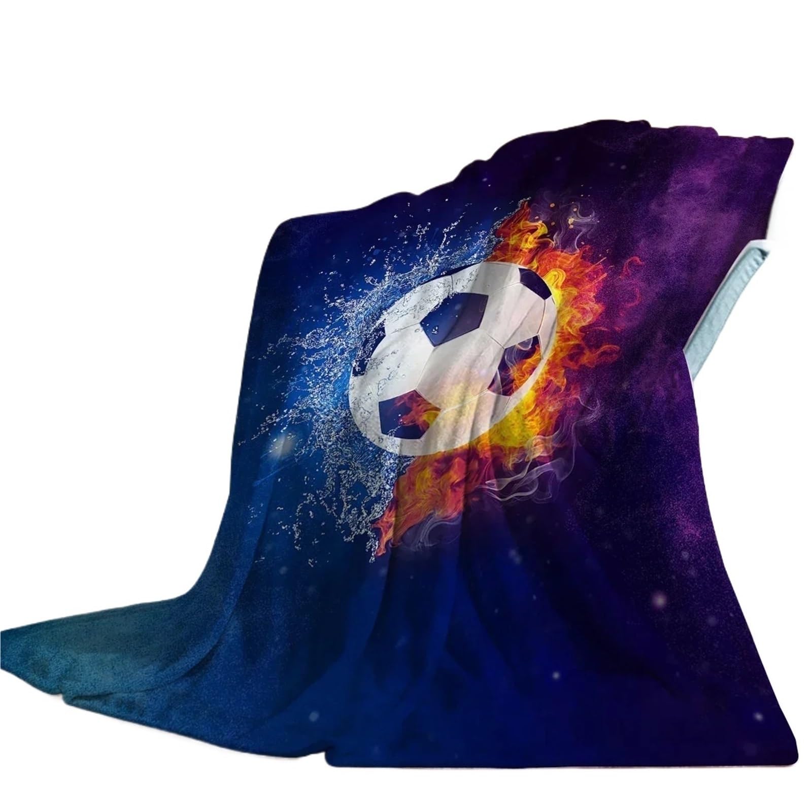 WSQHAO Football Fire And Water Throw Blanket Cozy For Couch Sofa Bed Living Room for Bed Couch(150x125CM-50x60inch)