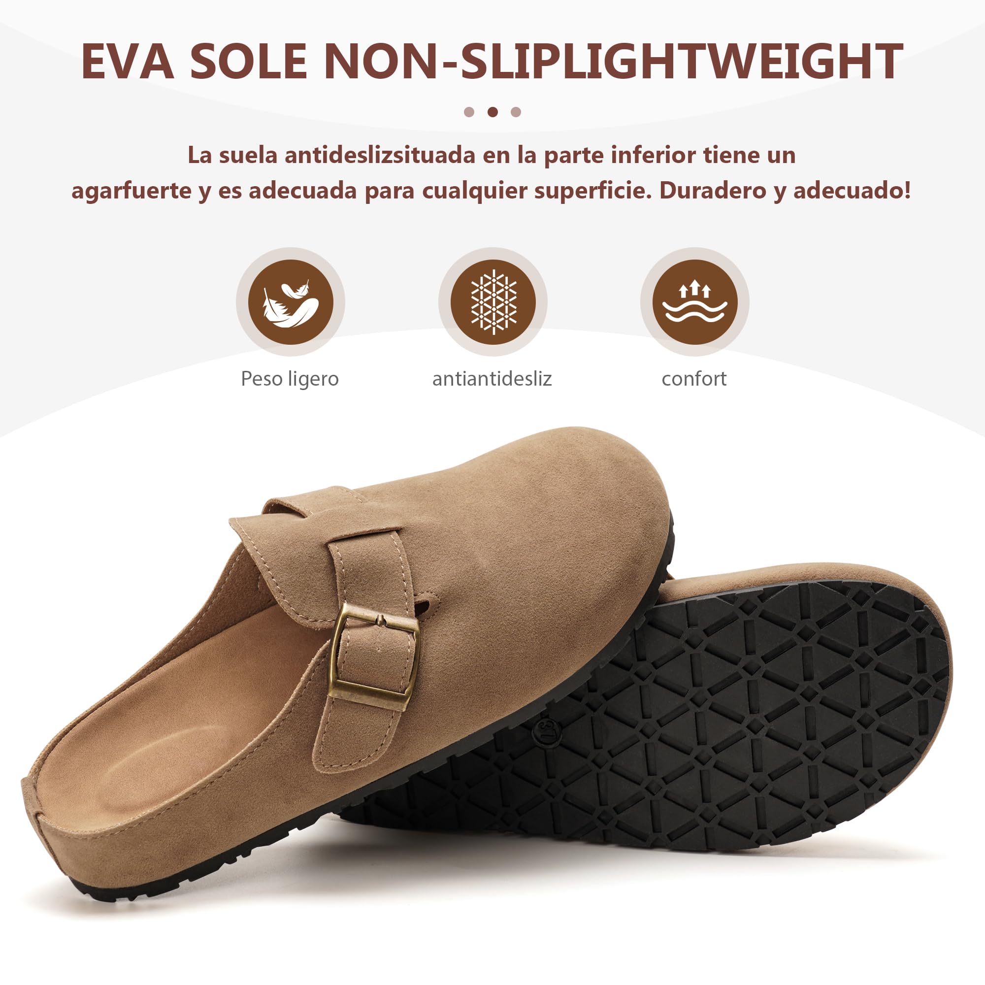 GLAMORA Zuecos Mujer Zapato Plano con Hebilla, Mocasín Cómodo con Plantilla Acolchada, Suela Antideslizante, Calzado Casual para Oficina y Diario, Estilo Urbano Elegante