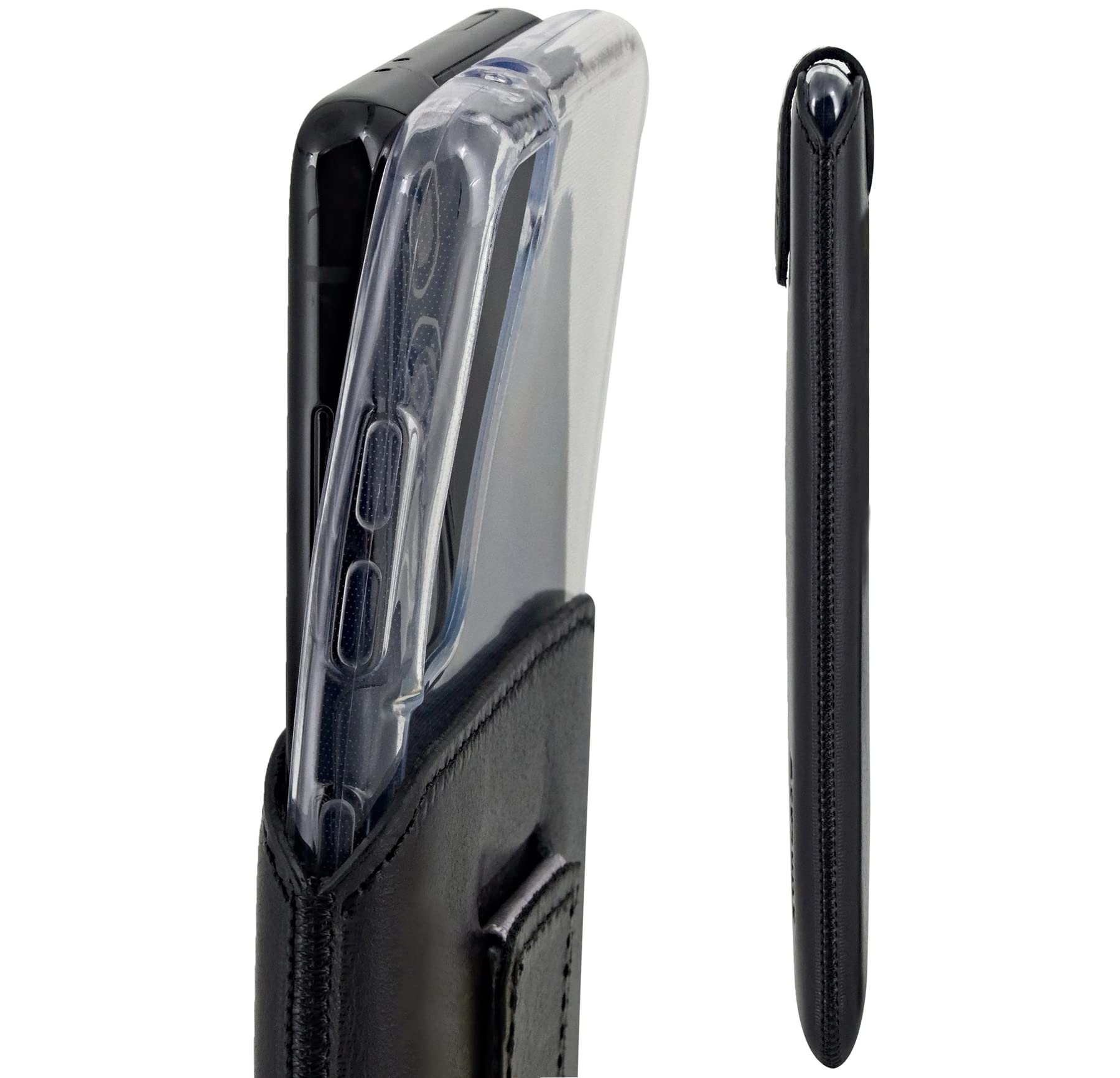 Suncase Etui Tasche kompatibel mit Samsung Galaxy S24 FE Hülle mit ZUSÄTZLICHER Case/Schale/Bumper Lasche mit Rückzugfunktion Handytasche Ledertasche Schutzhülle in schwarz
