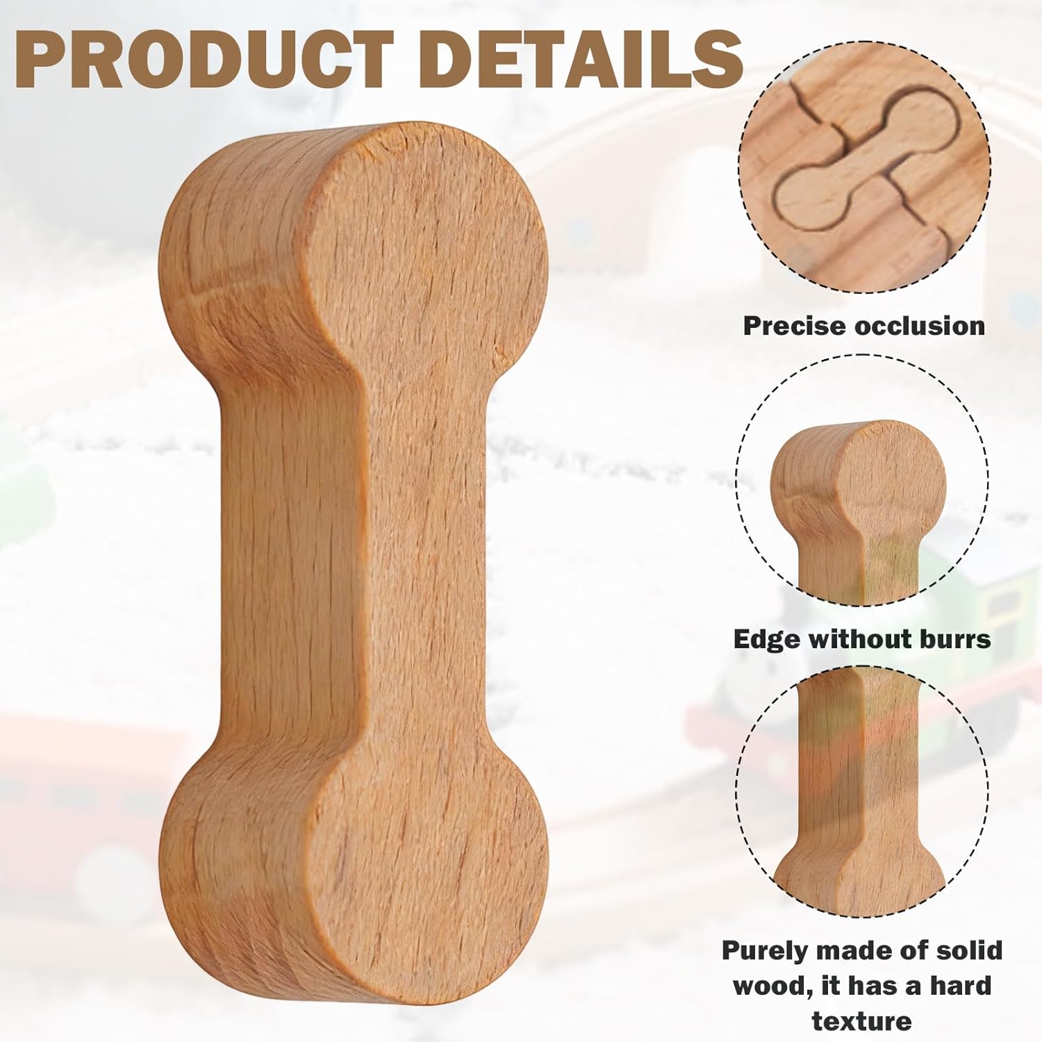 Pack of 10 Wooden Train Accessories, Wooden Brio Rails, Wooden Railway Rails, Rail Connector for Lego Toys, Train Connector, Reusable, Universal Connector Set, for Bridge Tracks Switches