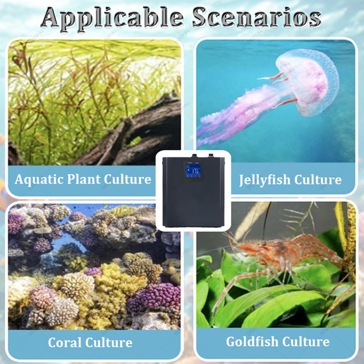 Refroidisseur d'eau pour aquarium eau douce et eau salée, réglable, avec télécommande tactile, convient pour axolotl et récif corallien