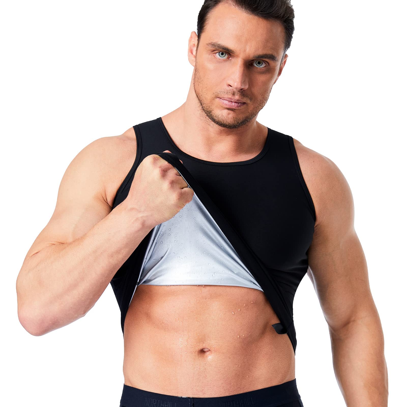 QBK M-8X Big and Tall Sauna Vest for Men Sweat Sauna Compression Tank Gym Workout Sweat Shirt (2X)