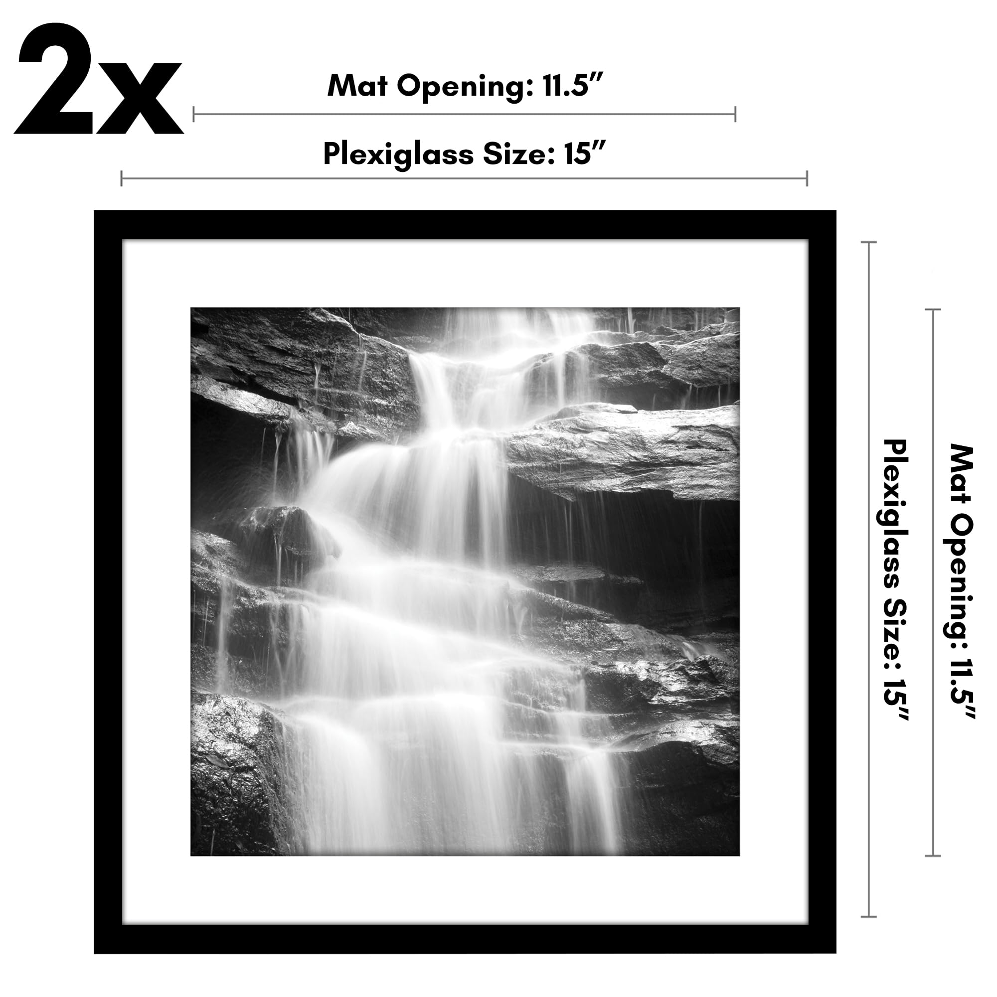 Americanflat Cornice portafoto da 38 x 38 cm, in plexiglass lucido, set da 2 pezzi, utilizzabile come cornice 30 x 30 cm con passepartout o cornice 38 x 38 cm senza passepartout, collezione Galleria