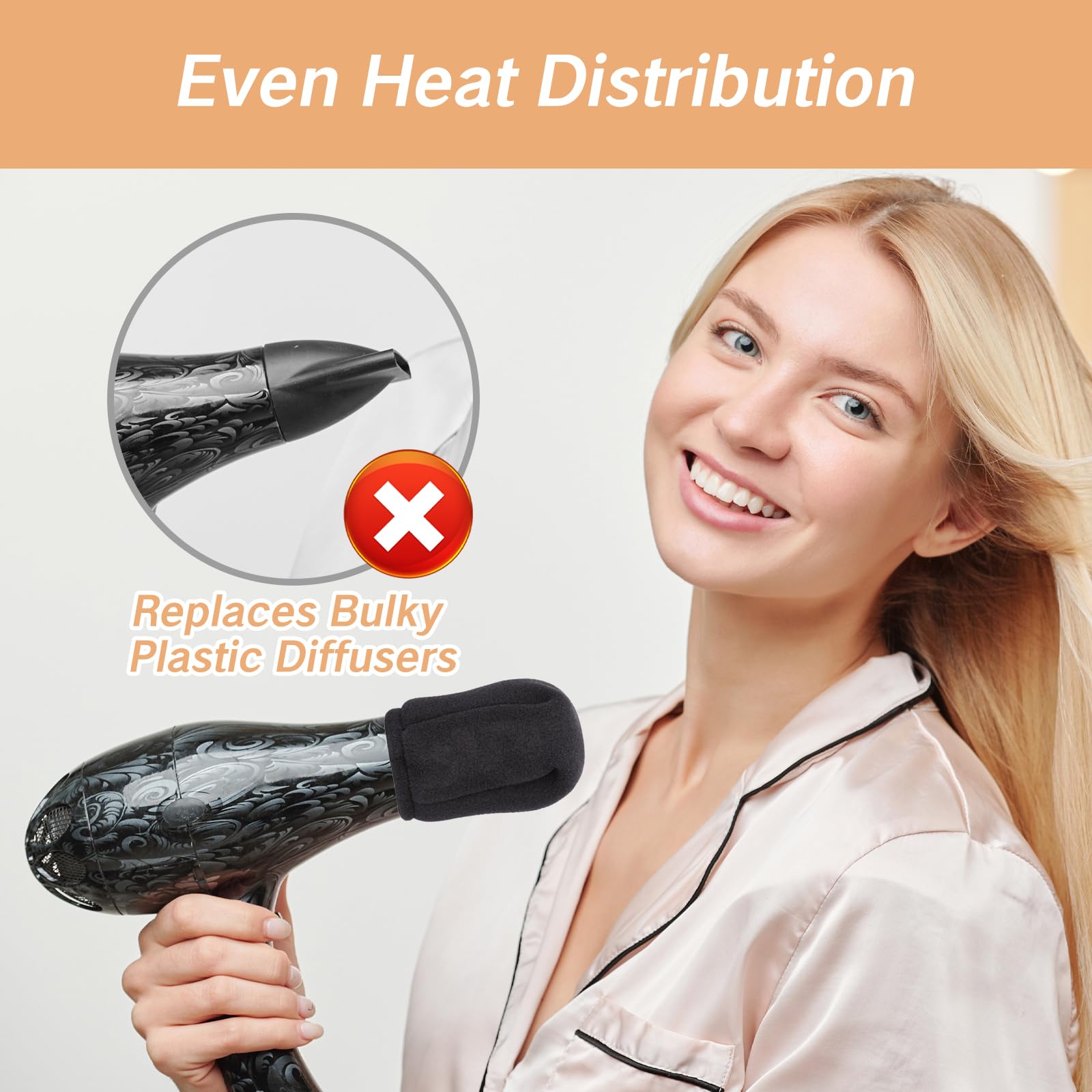 Difusor de calcetines calientes para secador de pelo, tapa difusora universal para secador de pelo rizado, accesorio de difusión, difusor de viaje para secadores de pelo, difusores de pelo 6