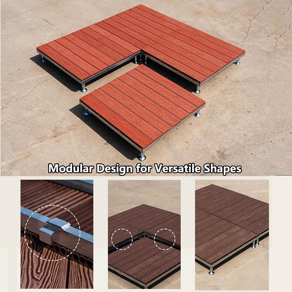 Erhöhte Terrassenplattform, 84 x 84 cm Modulares Schwimmendes Deck Set