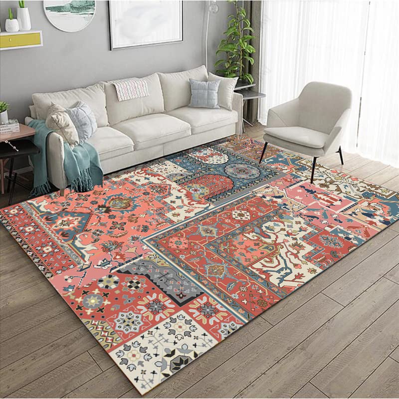 Bavni Vintage Blumen-Teppich – 12,7x17,8 Cm, Niedriger Flor, Rutschfeste Unterseite, Maschinenwaschbar (für Wohnzimmer, Schlafzimmer, Essbereich)