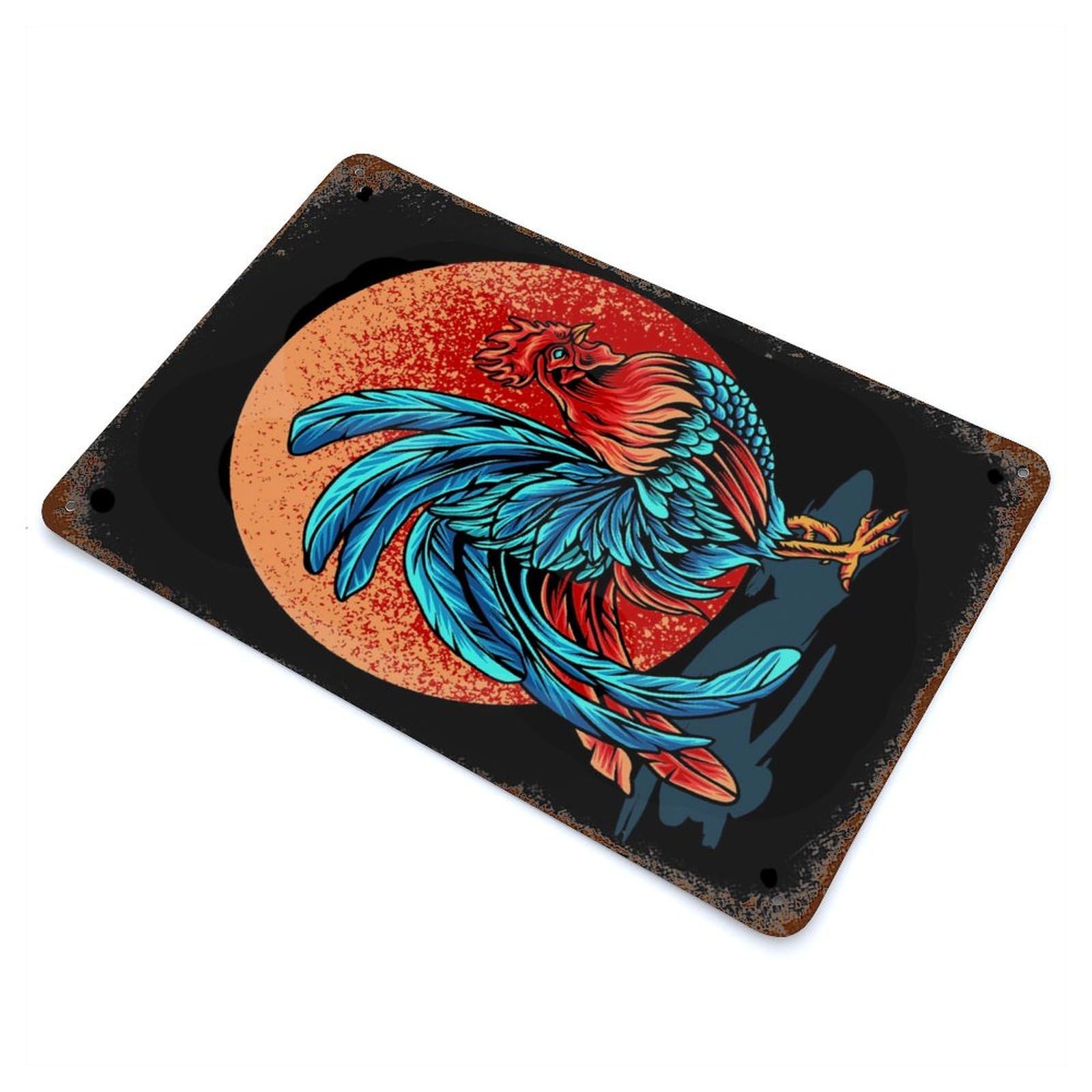 Beautiful Rooster Decorative Tin Sign 11.8"x7.9", for Cafe, Home Bar And Lounge Decor, Decorative Metal Wall Art