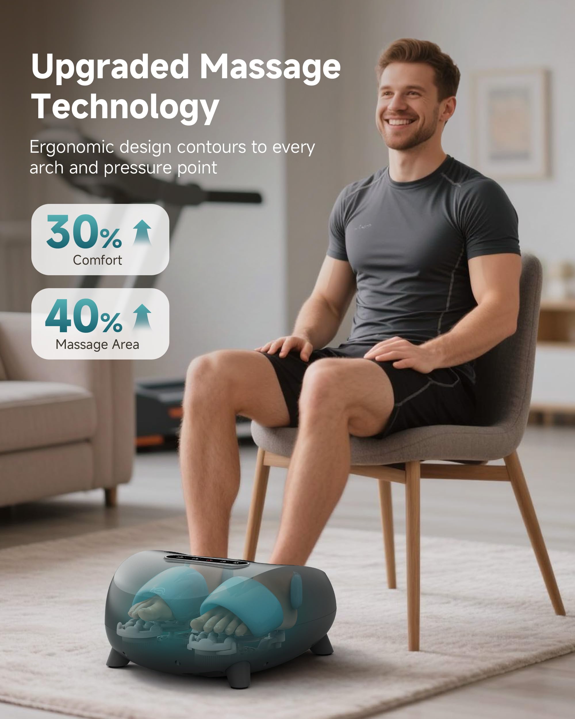 Snailax Shiatsu Appareil de massage électrique pour les pieds, masseur de pieds avec chaleur pétrissage en profondeur rouleaux compression pour la fasciite plantaire, cadeaux, pointure 48
