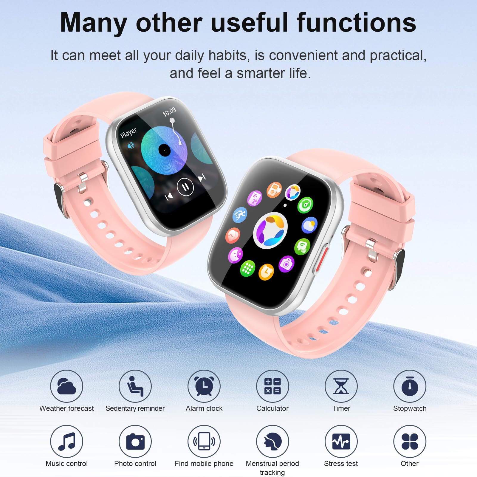 Reloj Inteligente con Función de Teléfono, Reloj de Pantalla Táctil de 1,85'' para Hombres y Mujeres, IP68 Impermeable para Android iOS, Oro Rosa