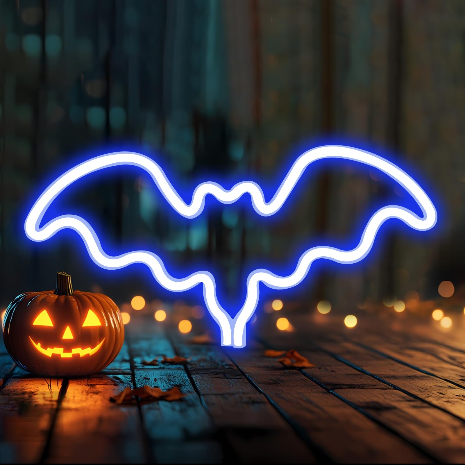 Bat Neon Signs Blue Bat Light Up Battery and USB Dual Powered LED Night Lamp for Home Kids Room Birthday Gift Club Party Wall Decor — image 1