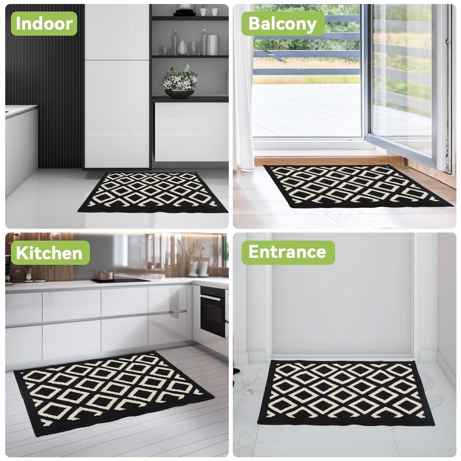 OTraki Felpudo de Entrada 60x90cm, Felpudo Entrada Lavable en Lavadora Felpudo Interior con Base Antideslizante de TPR Alfombra con Microfibras Suaves Absorbentes para Perros, Entrada, Cocina