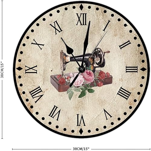 Vista 100 de Relojes de pared de madera para máquina de coser de flores, relojes sin marco, 10 pulgadas, brillante, silencioso, sin tictac, funciona