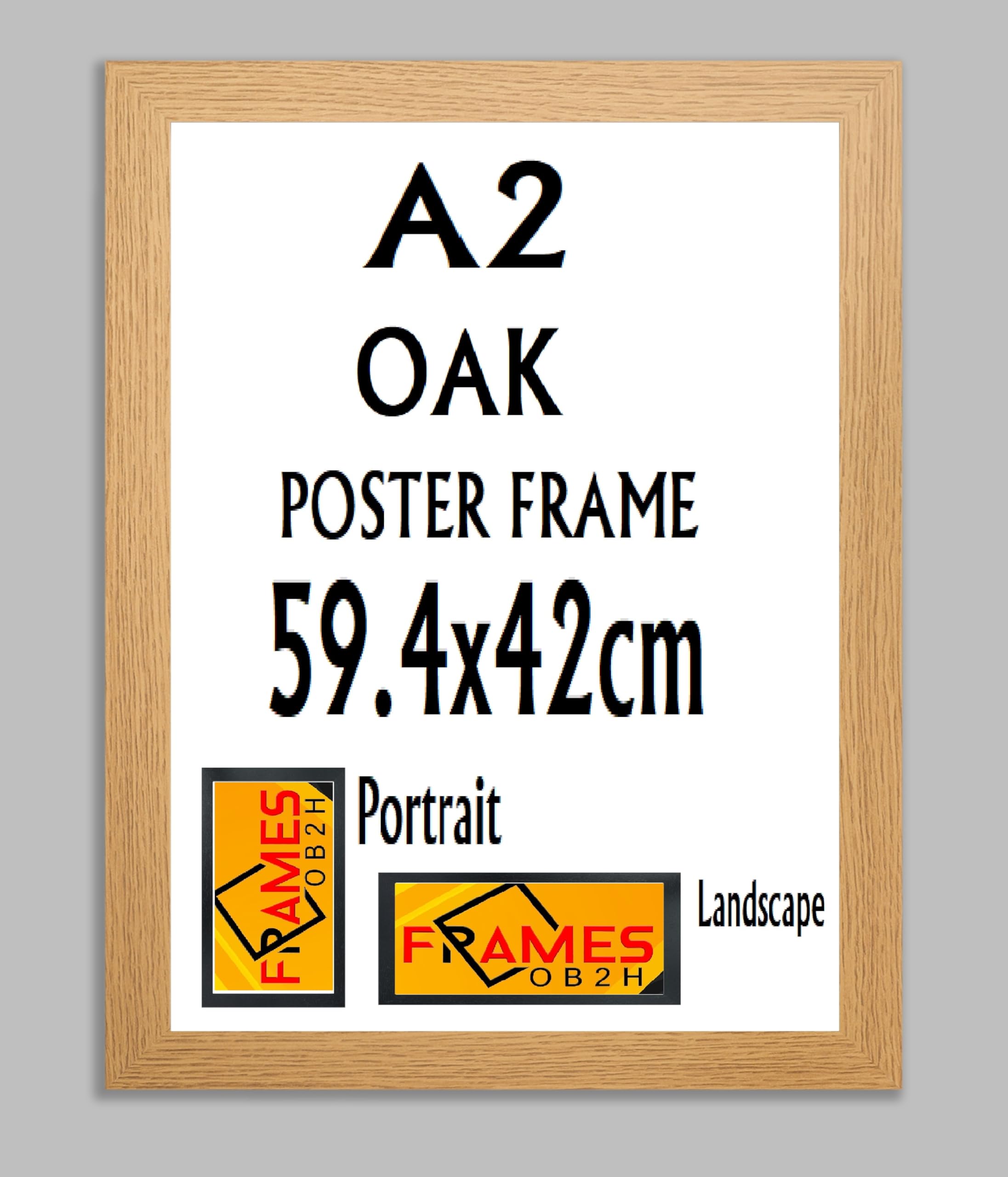 Black,Oak, Photo,Picture,Poster Frames, Portrait and Landscape Shatterproof Acrylic Glass Wall Hanging Frames (Oak, A2,59.4X42cm)