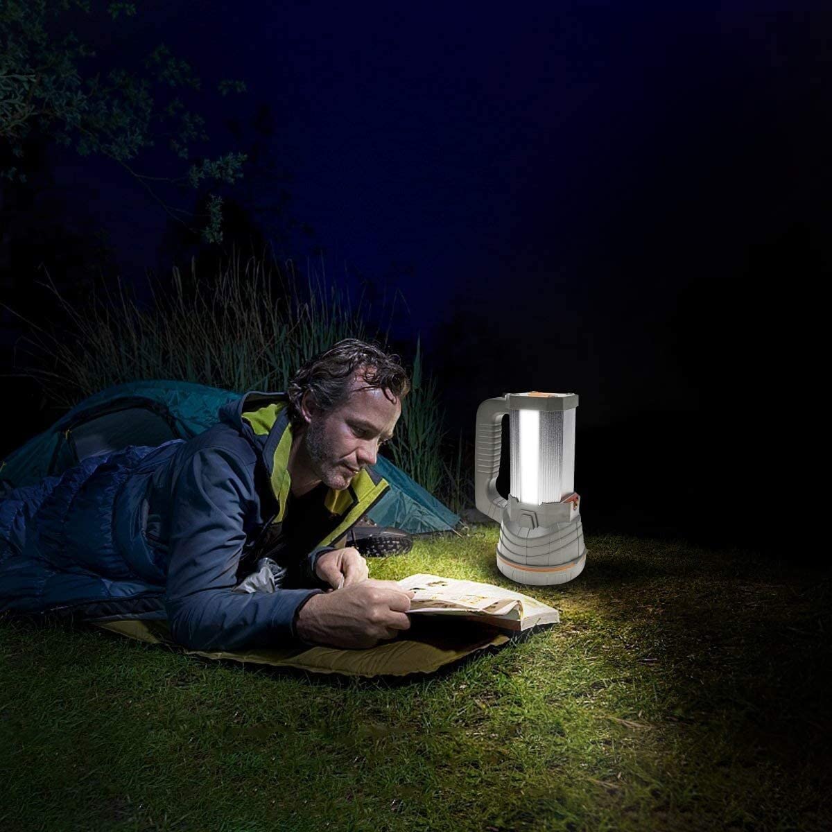 Latarka Przenośny ręczny szperacz Potężna latarka Reflektor 9000 MAh 7000 lumenów Wodoodporna duża latarka o dużej wytrzymałości z USB (kolor: srebrny) (srebrny)