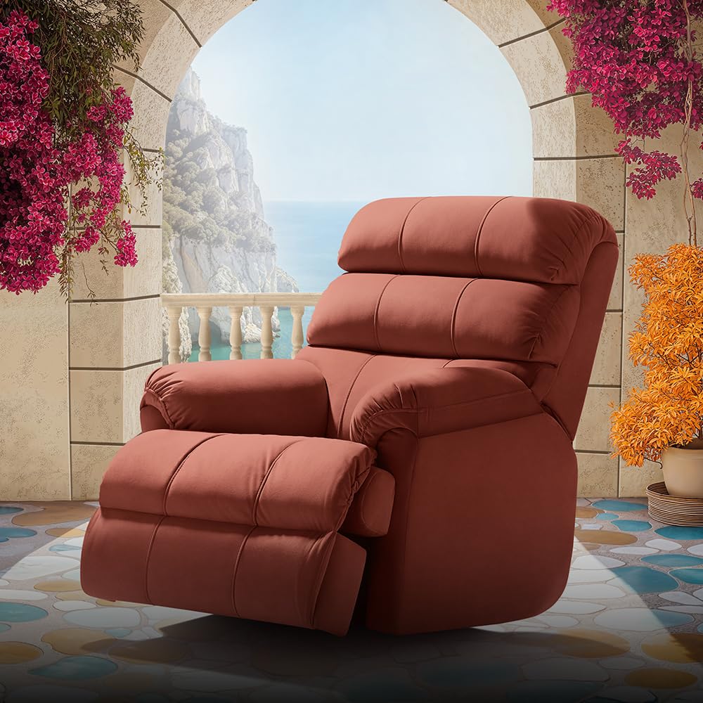 Duroflex Avalon Posture Pro Single Seater Leatherette Motorized Rocking & Rotating Recliner | 3 Year Warranty | Pocket Spring Support | 2 Zone Backrest | 270⁰ Rotation - Tan
