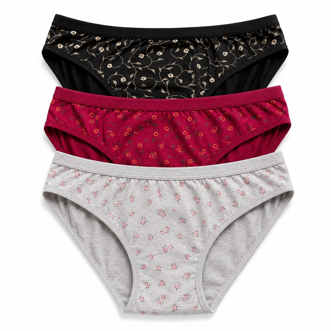 Women's Cotton Bikini Briefs Floral Print Soft Comfortable Breathable Mid Rise Underwear for Women, Stretchable Everyday Innerwear with Pack of 3-image-35
