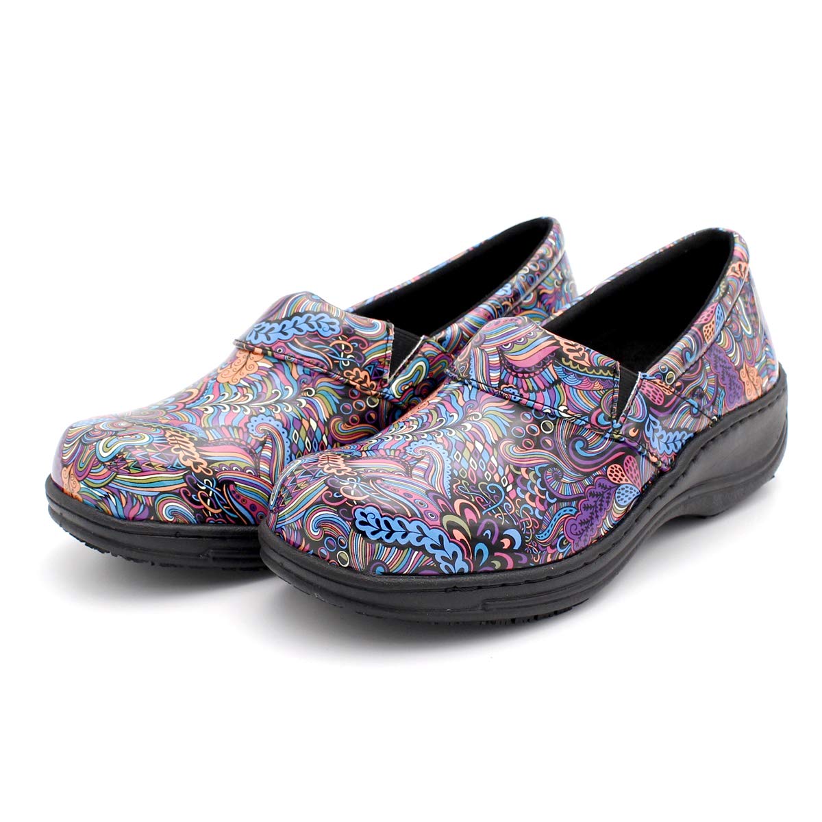 Laforst Womens 7003 PU First Slip Resistant Nursing Shoes Waitress Waiter Work Shoes Manmade Upper Slip on Clog