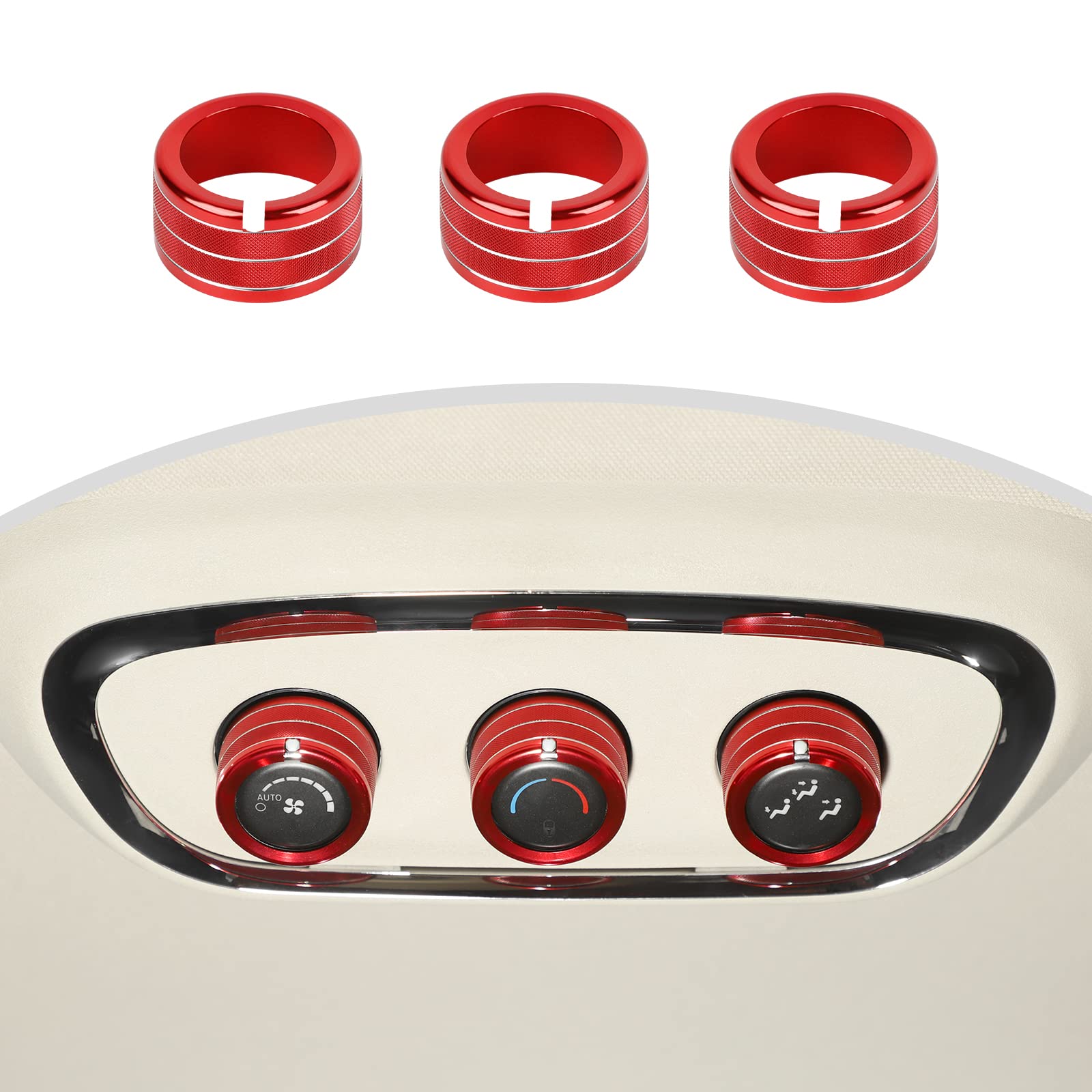 CheroCar for Durango Rear Air Conditioning Button Cover Switch Ring Interior Accessories Compatible with Dodge Durango Accessories 2011-2023,Red