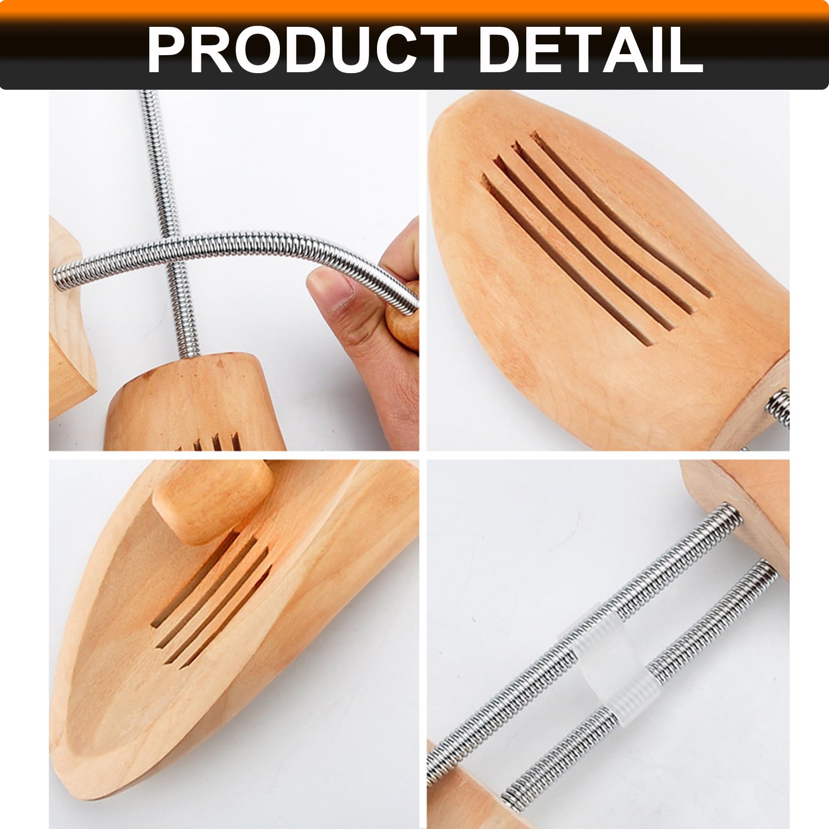EchoDone 4 pares de estiradores de madera para zapatos para hombre, bobina de resorte, ajustable, unisex, talla grande para hombres y mujeres, moldeador de madera para mujer, talla 10 a 13.5, talla de