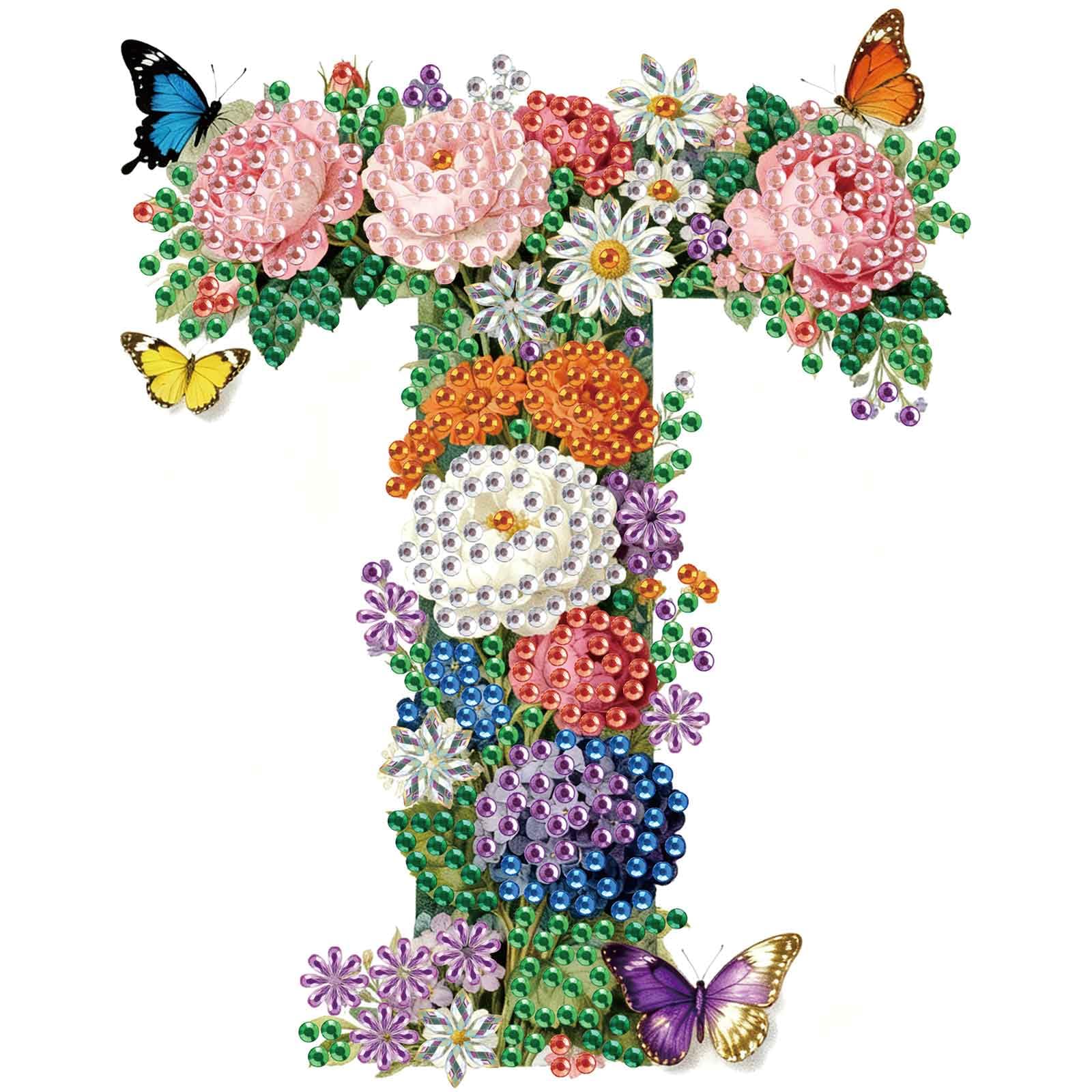5D Diamond Art Kits - Floral Alphabet Designs -17