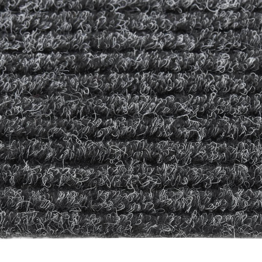 Alfombra de fieltro punzonado resistente como atrapa la suciedad para entrada con parte trasera de gel antideslizante y felpudo absorbente de suciedad en color antracita, 100 x 450 cm