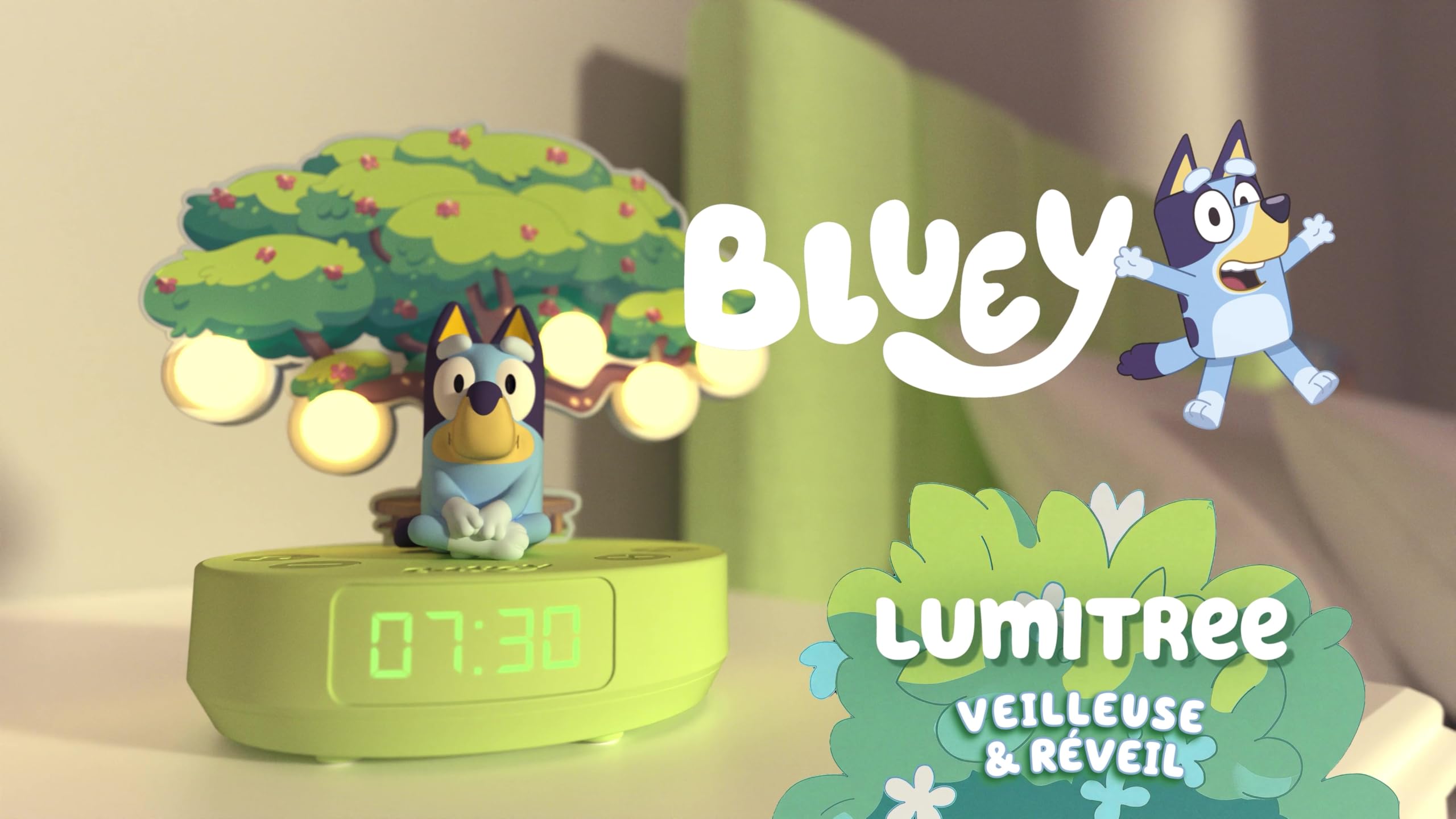 BIGBEN Luz nocturna musical y reloj despertador con música inalámbrica BLUEY, con licencia oficial - Batería recargable - Diseño original - LUZ