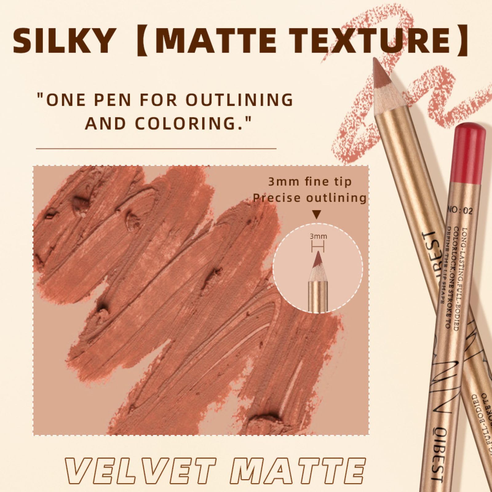 12Pcs Nude Lip Liner Set, Lipstick Pencil Lip Liner Stain, Long-lasting & Waterproof Lip Liner - Image 4