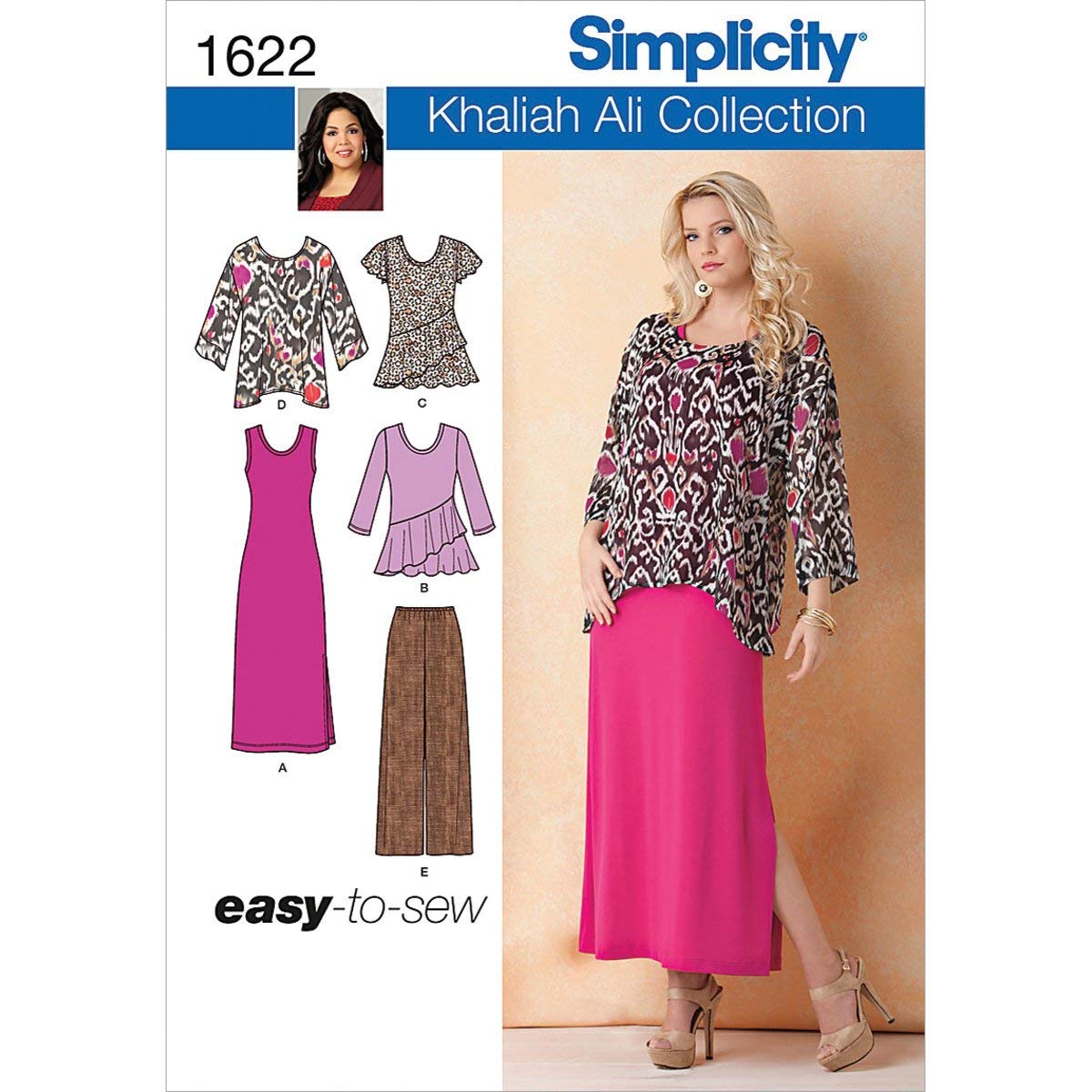 Simplicity Khaliah Ali Pattern Misses Easy to Sew Pants, Loose Fitting Tunic and Knit Tank Dress or Top Sizes 10-12-14-16-18
