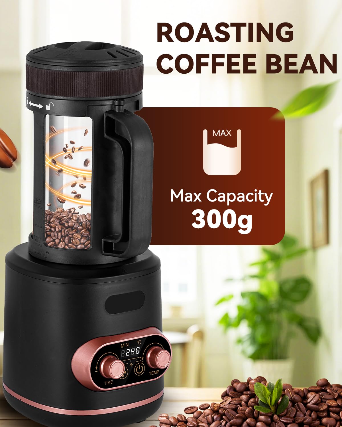YUCHENGTECH Torréfacteur de café 100g Torréfacteur Café à Air Chaud 2000W Torréfacteur de Grain de Café Température et Durée Réglables avec Fonction de Refroidissement