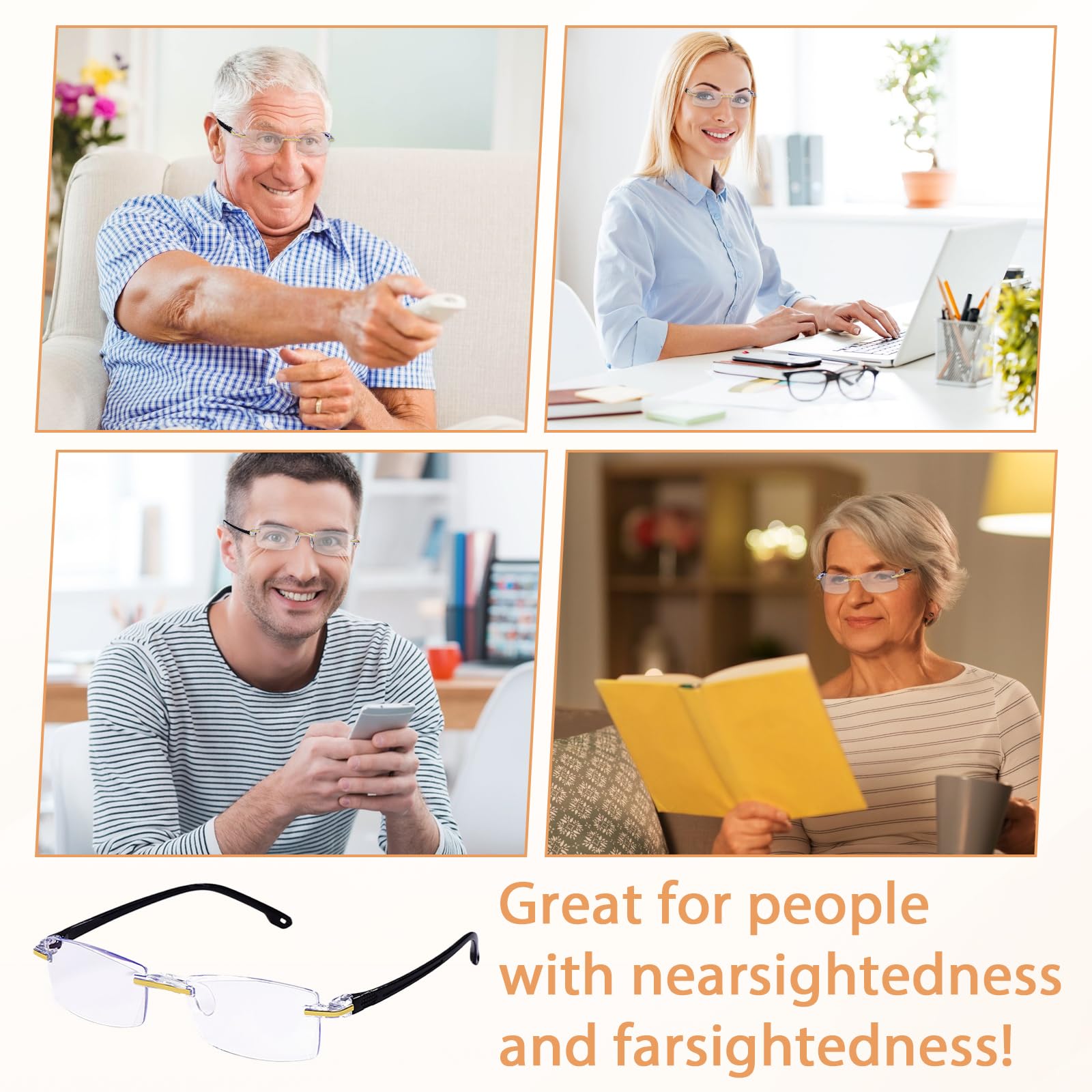 Eniyou 7 PCS Gafas Autograduables Inteligentes Gafas Presbicia Progresivas Hombre Inteligentes Lectura Hombre Luz Azul Reading Glasses Ajuste Automático de Enfoque de Cerca Lejos Anti-Luz Azul — view 7