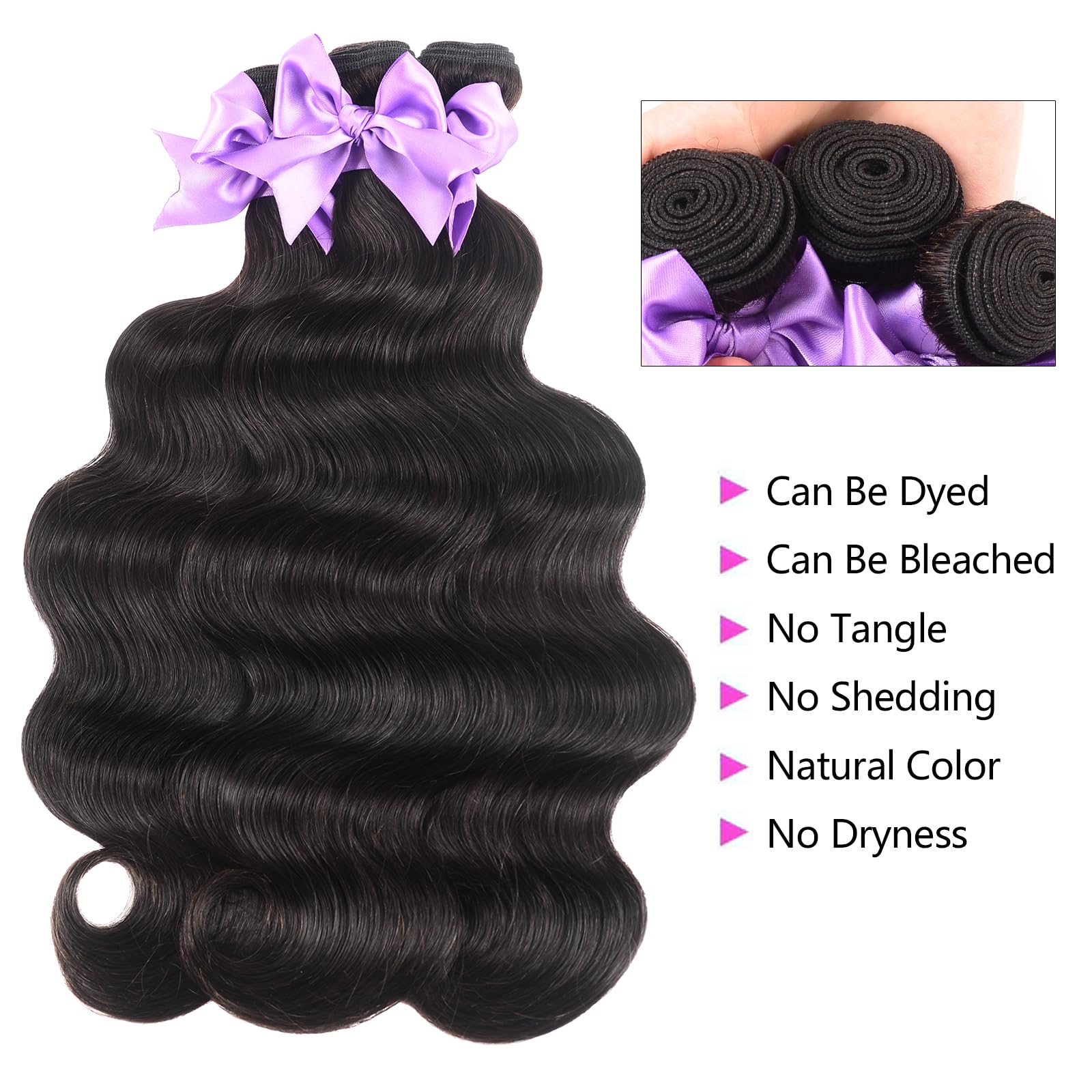 Amazon.com : Body Wave Bundles Human Hair 18 20 22 24 Inch 4 