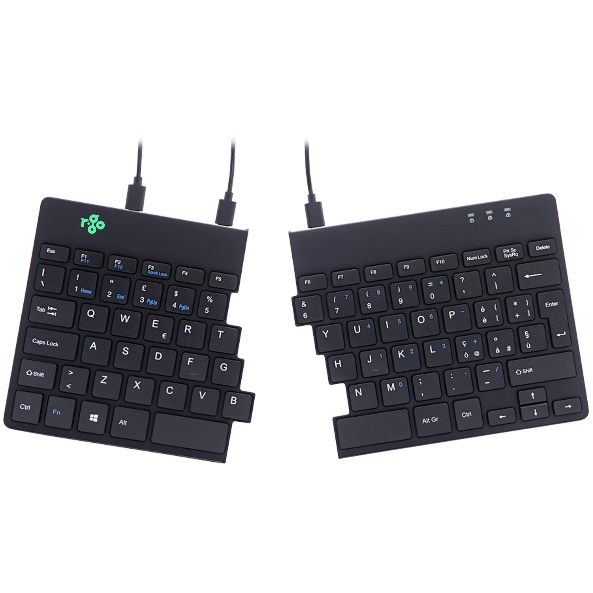 R-Go Tools R-Go Split Tastiera Ergonomico, QWERTY (IT), nero, cablata