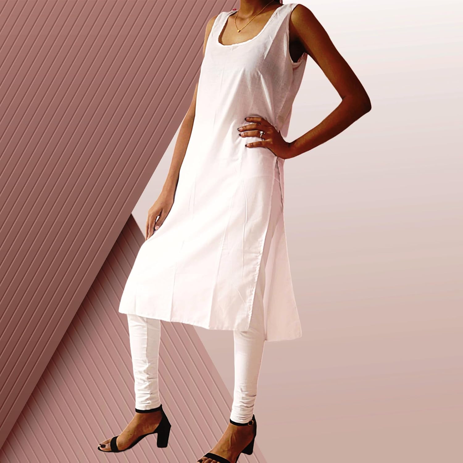 Women's Long Cotton Camisole Slip for Sheer Dress