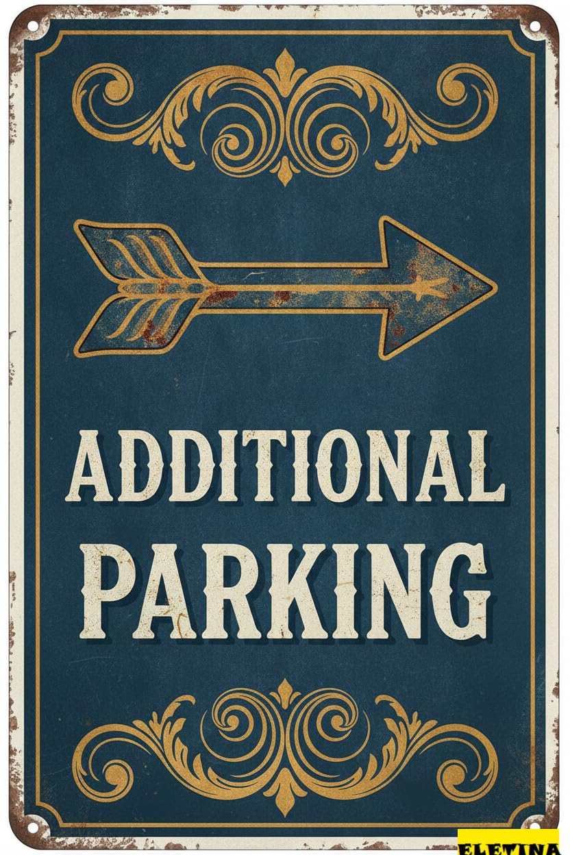 Additional Parking Aluminum Warning Metal Sign Functional Directivity Symbol Outdoor Street Driveway Yard 8x12in