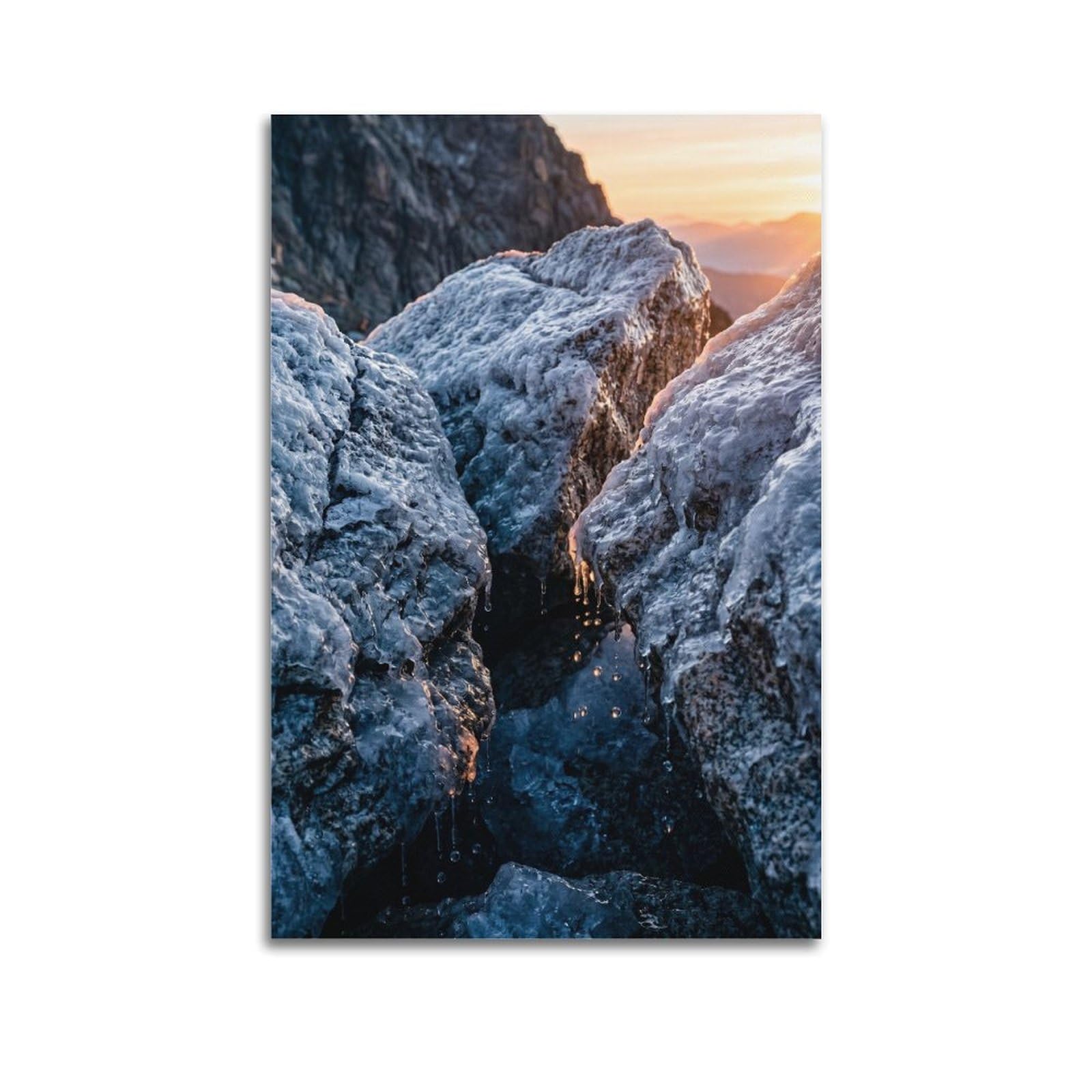 XKUGA Nature Balance Poster Frozen Boulder Cliff Serenity Healing Calm Modern Decorative Canvas Prints - Ideal Wall Art for Family, Man Cave, Game Room, Boys & Girls Bedroom 20x30inch(50x75cm)
