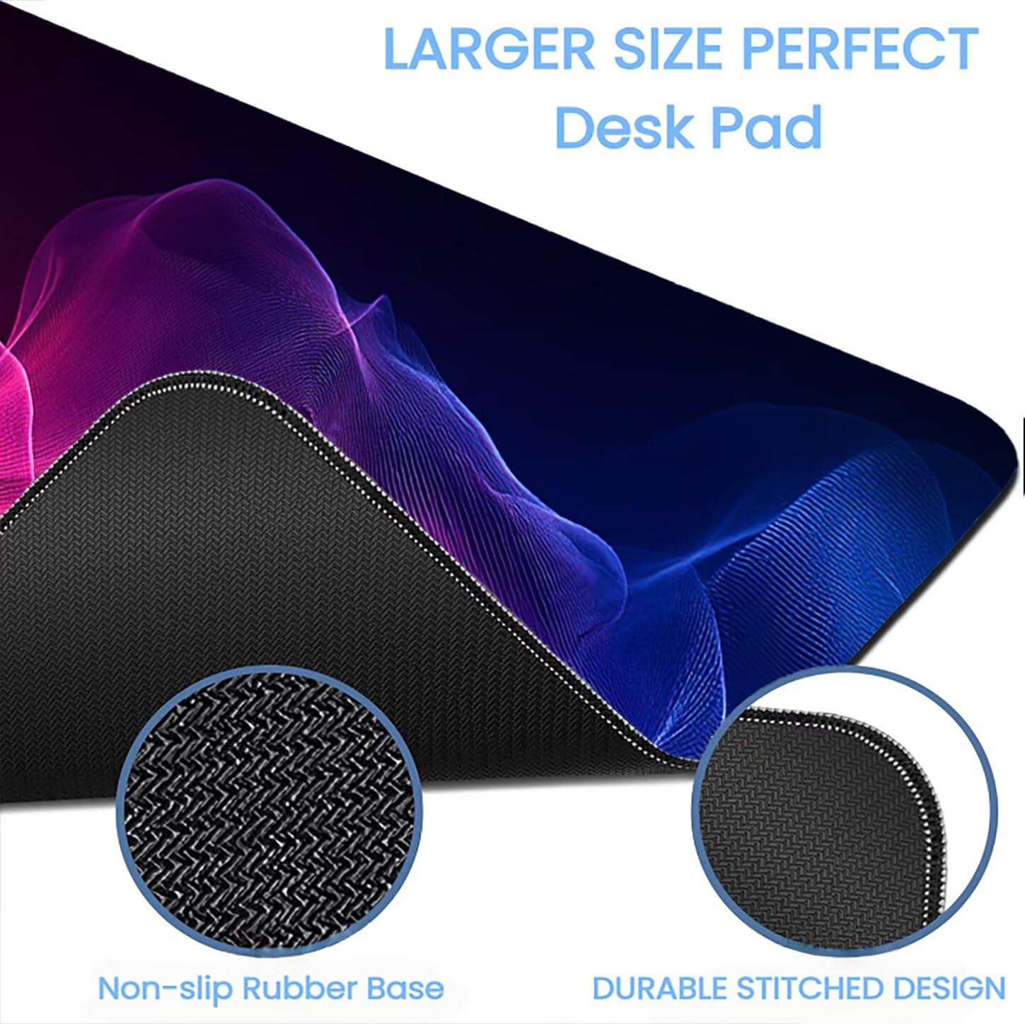 Lpfieonn Orange Farbe Schreibtischunterlage XXL, Blau Schreibtischunterlagen Großes, Gaming Mousepad XXL mit ernähter Rand und Rutschfeste Gummibasis, Desk Mat für PC/Laptop/Mausa 120x60cm PF-2430