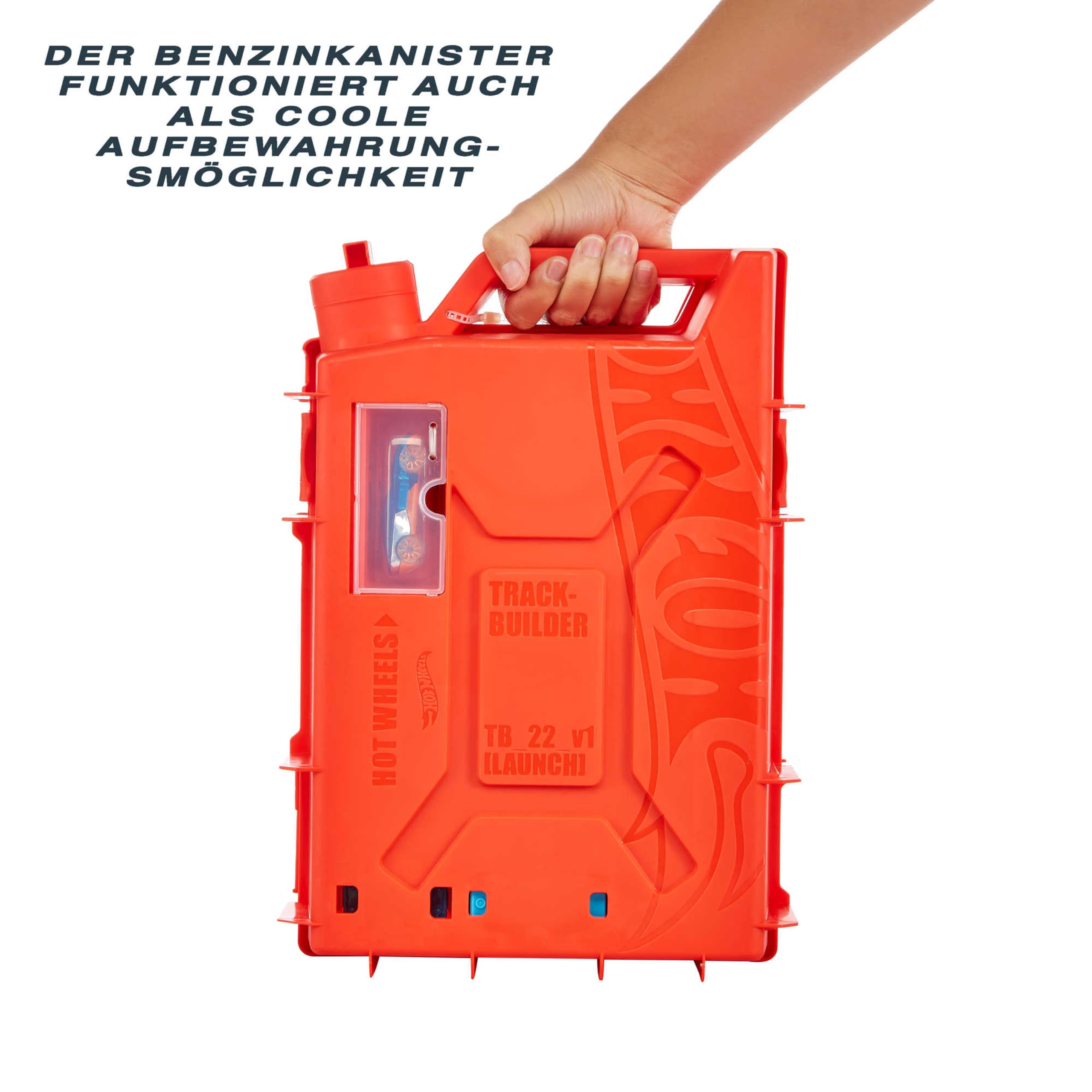 Hot Wheels Autorennbahn Benzinkanister, Stunt-und Rennaction für Spielzeugautos, mit Looping Track, Aufbewahrungsbox, Auto Spielzeug, Spielzeug ab 6 Jahre, HDX78