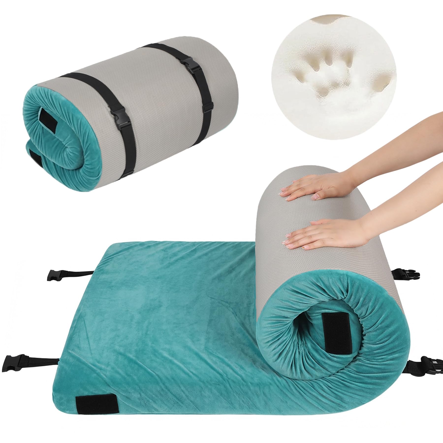 REDCAMP Foldable Memory Foam Camping Mattress, Portable Roll Up Mattress Single with Zipper, Futon Mat Sleeping Pad for Floor Car Tent Indoor Outdoor