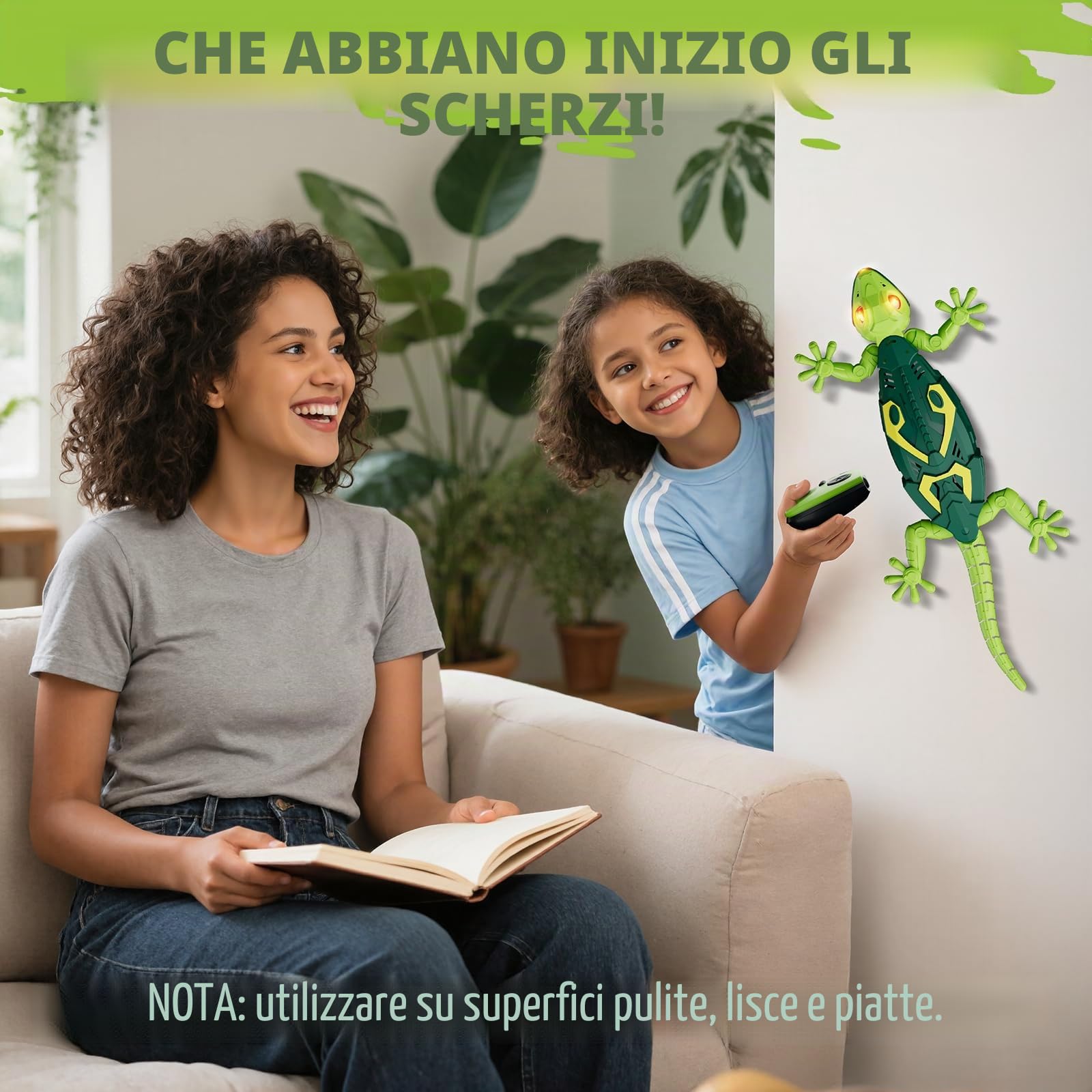 HYES Wall Crawler Geco, Remote Control Crawling Chameleon, telecomando parete geco con occhi luminosi, realistico Lizard robot giocattolo regalo per bambini ragazzi ragazze 3 4 5 6 7 8